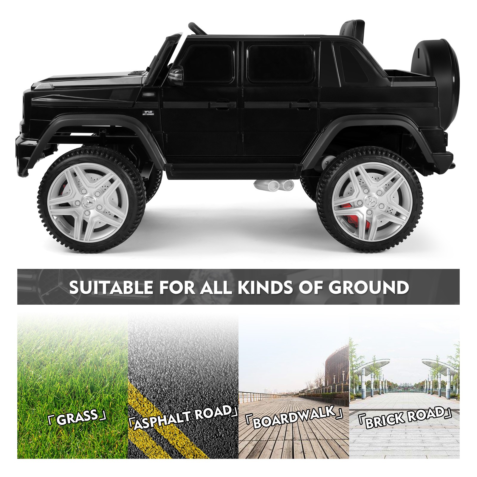 Black Electric 12V Battery Kids Ride On Car Truck ToyGift w/Remote+Light+MP3+USB