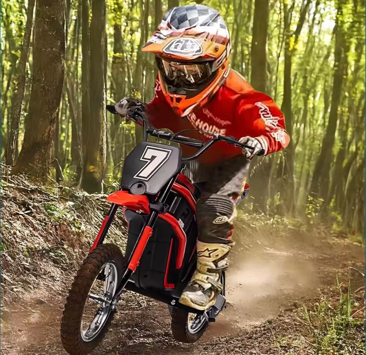 Electric Dirt Bike 350W Motorcycle for Kids w/ Tail Lights 15.5 mph & 130lb Max