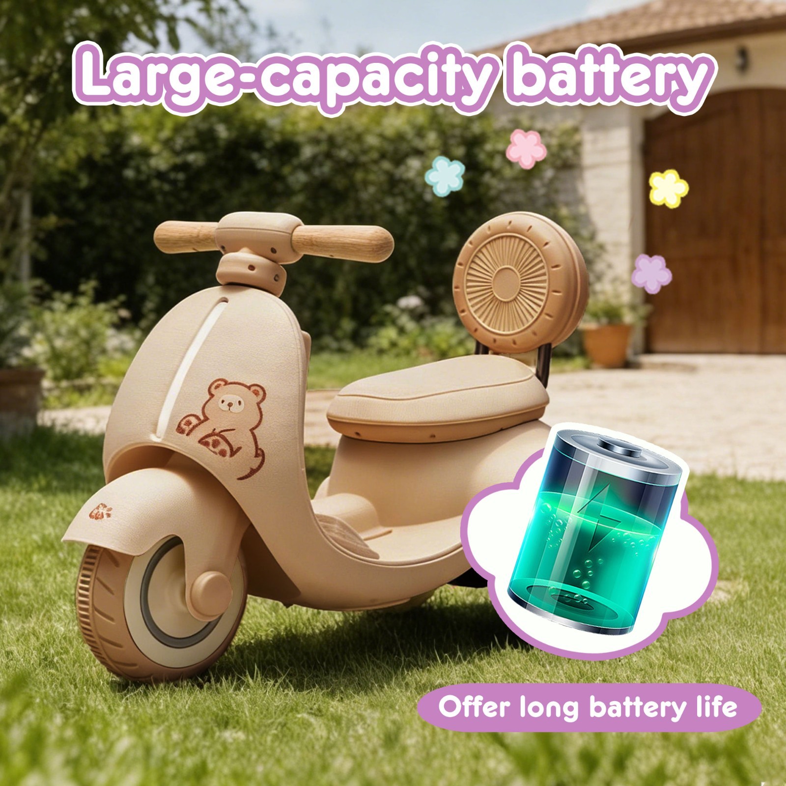 12V Kids Ride On Electric Motorcycle w/Remote, 3-Wheel Scooter for Toddler 1-3