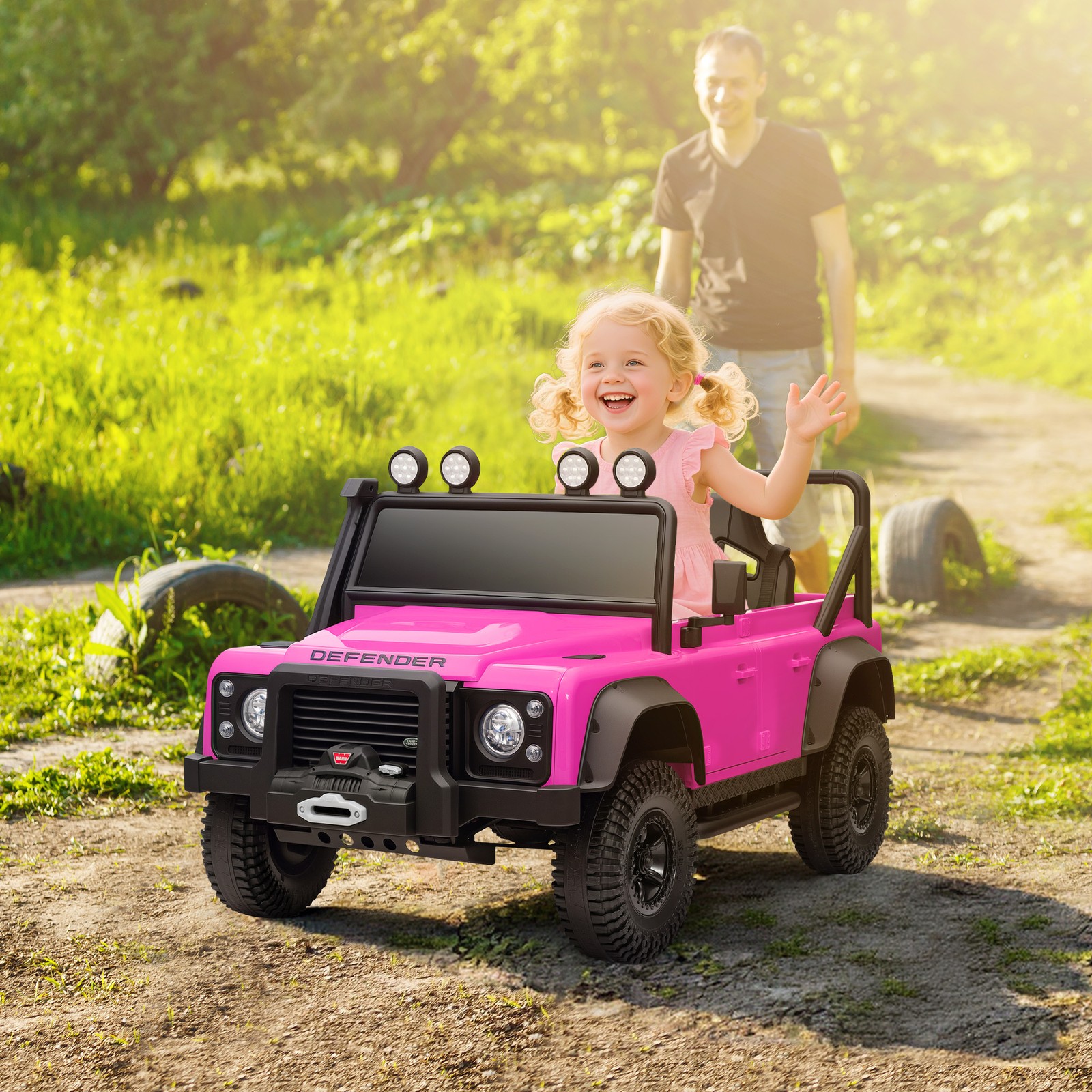 Kids Electric Car, Land Rover Licensed Off-Road Ride On Car, Pink