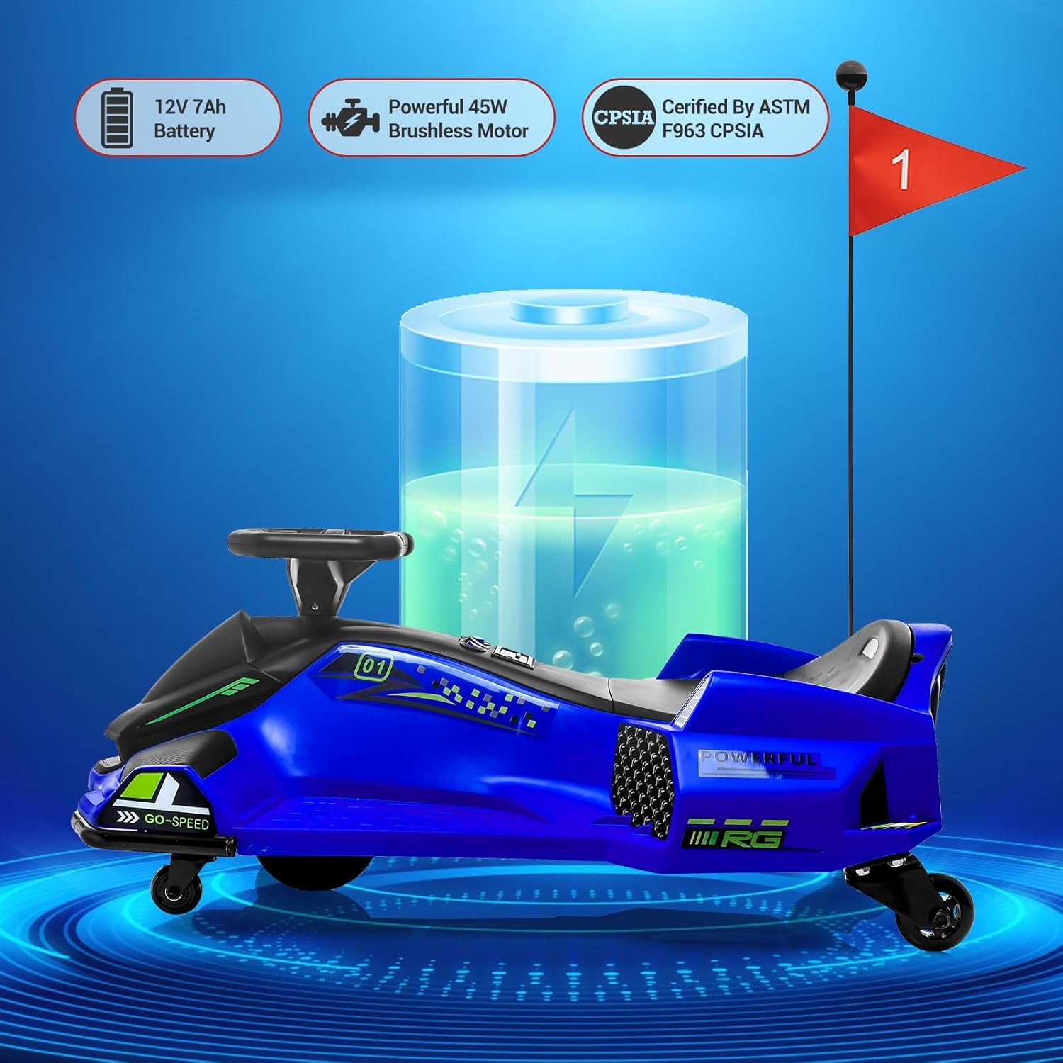 GARVEE 12V Electric Drift Car for Kids – Powerful RC Racing, Ages 8+,Kids Gifts