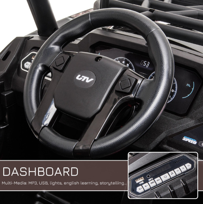 12V Kids Electric Ride On Car UTV Black Camouflage Remote Control MP3