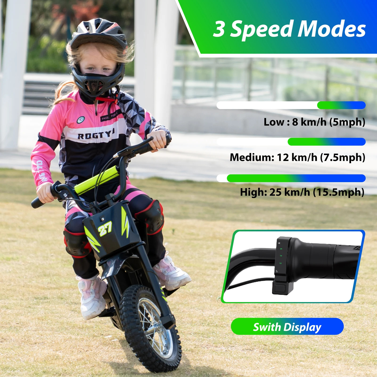 R9X Kids Electric Motorcycle, 25km/h, Range 15km, 36V RC
