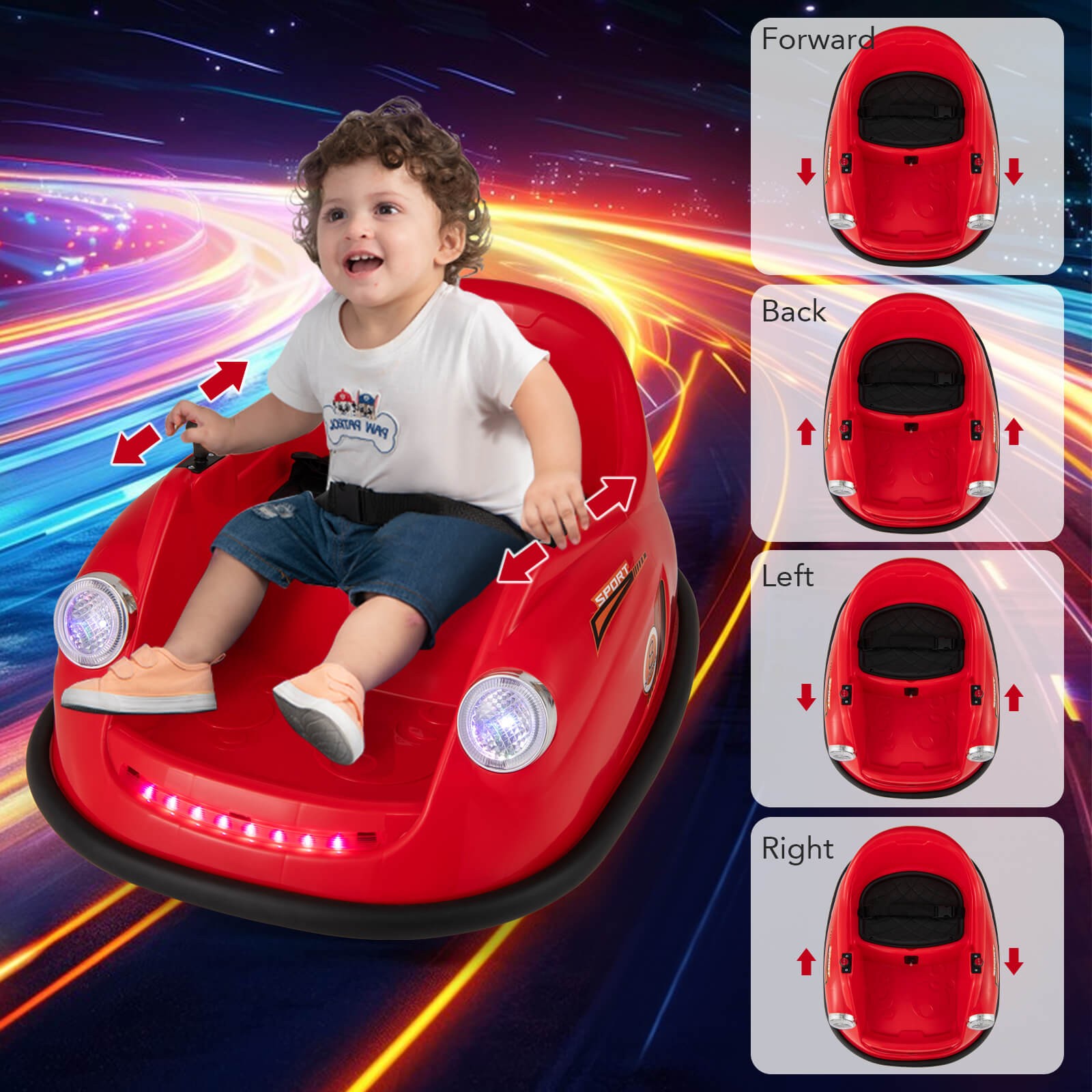 Ride on Bumper Car for Kids with Remote Control 360 Degree Spin LED Light