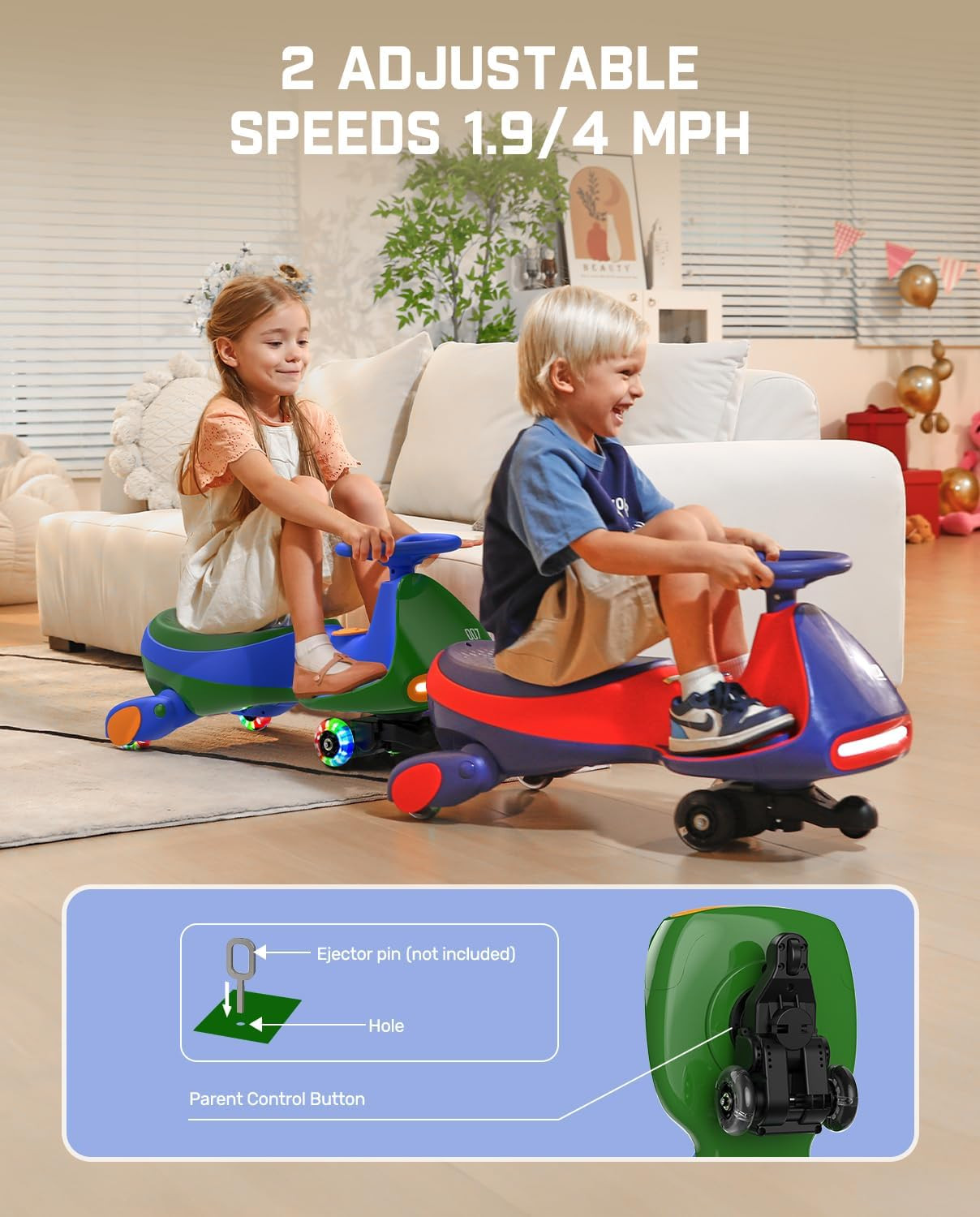 N7 Pro Electric Wiggle Car with Pedal, Rechargeable Battery, Cyberwiggle, 2 in 1