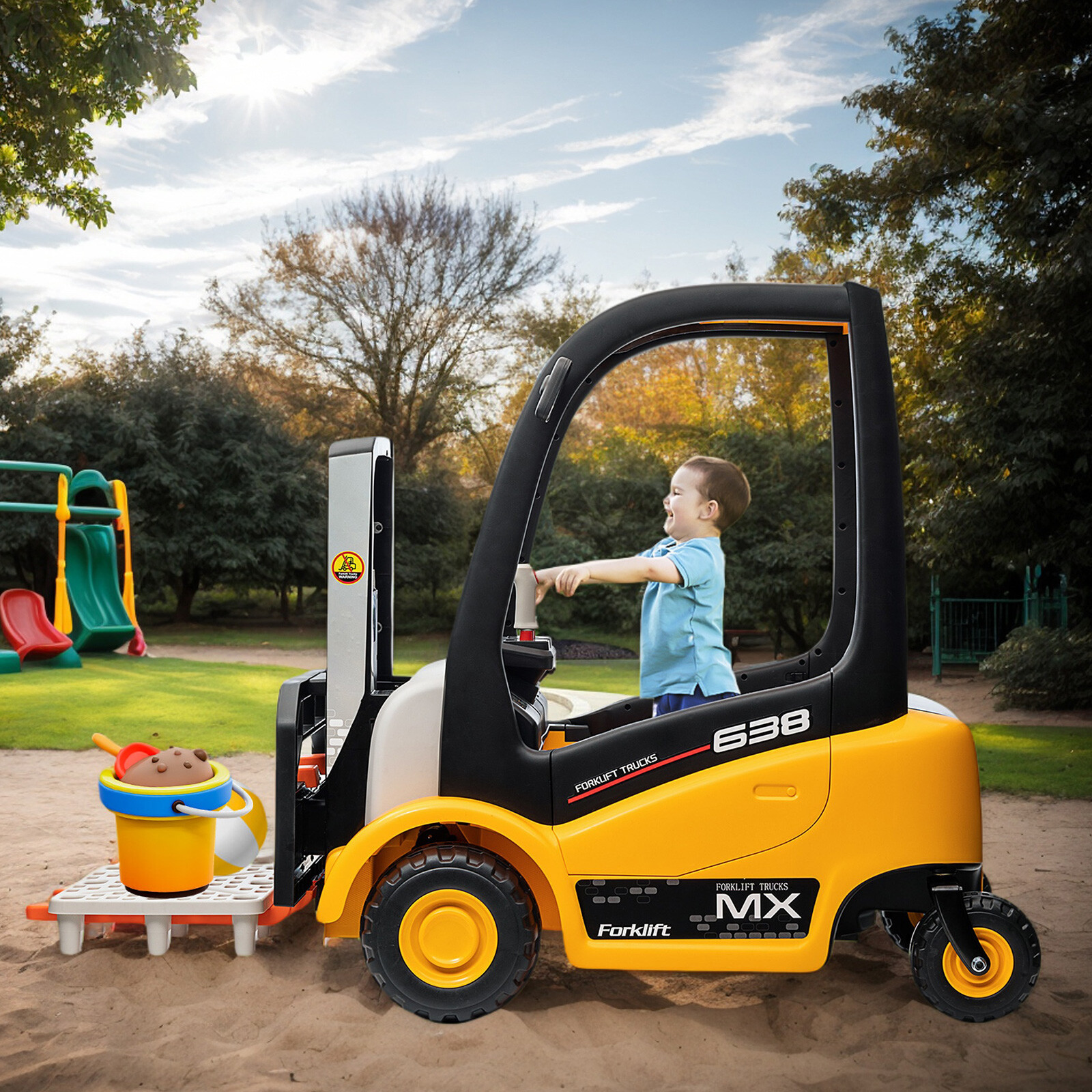 Kids Forklift Ride On Cars W/ Remote Control Battery Powered Electric Vehicle