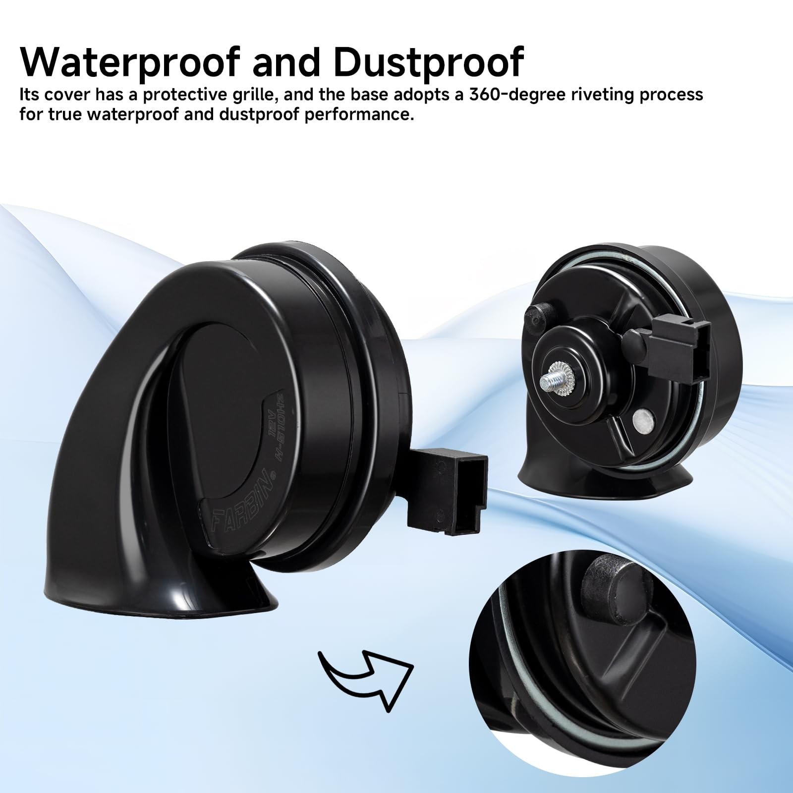 12V Waterproof DualTone Electric Snail Car Horn Wire Harness For Toyota Lexus