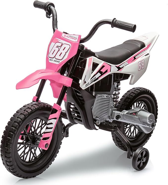 12V Kids Motorcycle, Kids Electric Dirt Bike with Traning Wheels for Kids Toddle