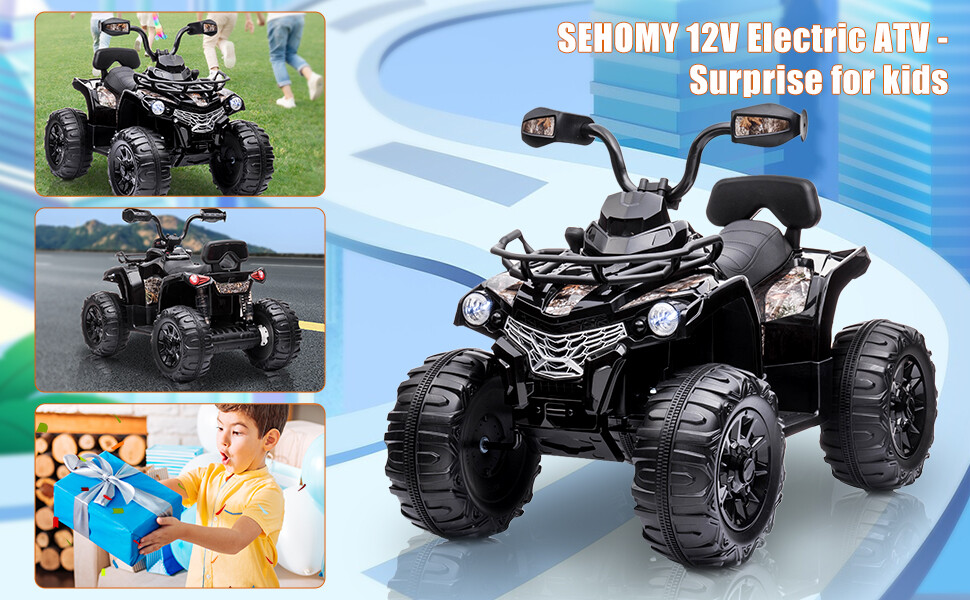 12V Kids Ride On ATV Quad Electric Car Toy Battery Powered Toddler 4-Wheeler US