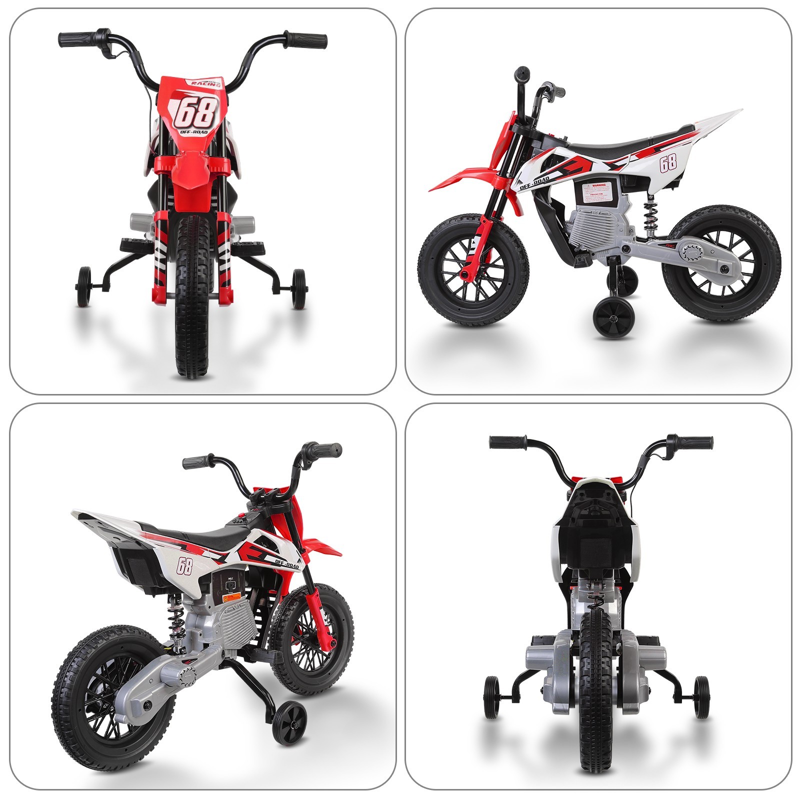 Electric Dirt Bike w/2 Training Wheels, Kids Ride on Motorcycle Holiday Gifts