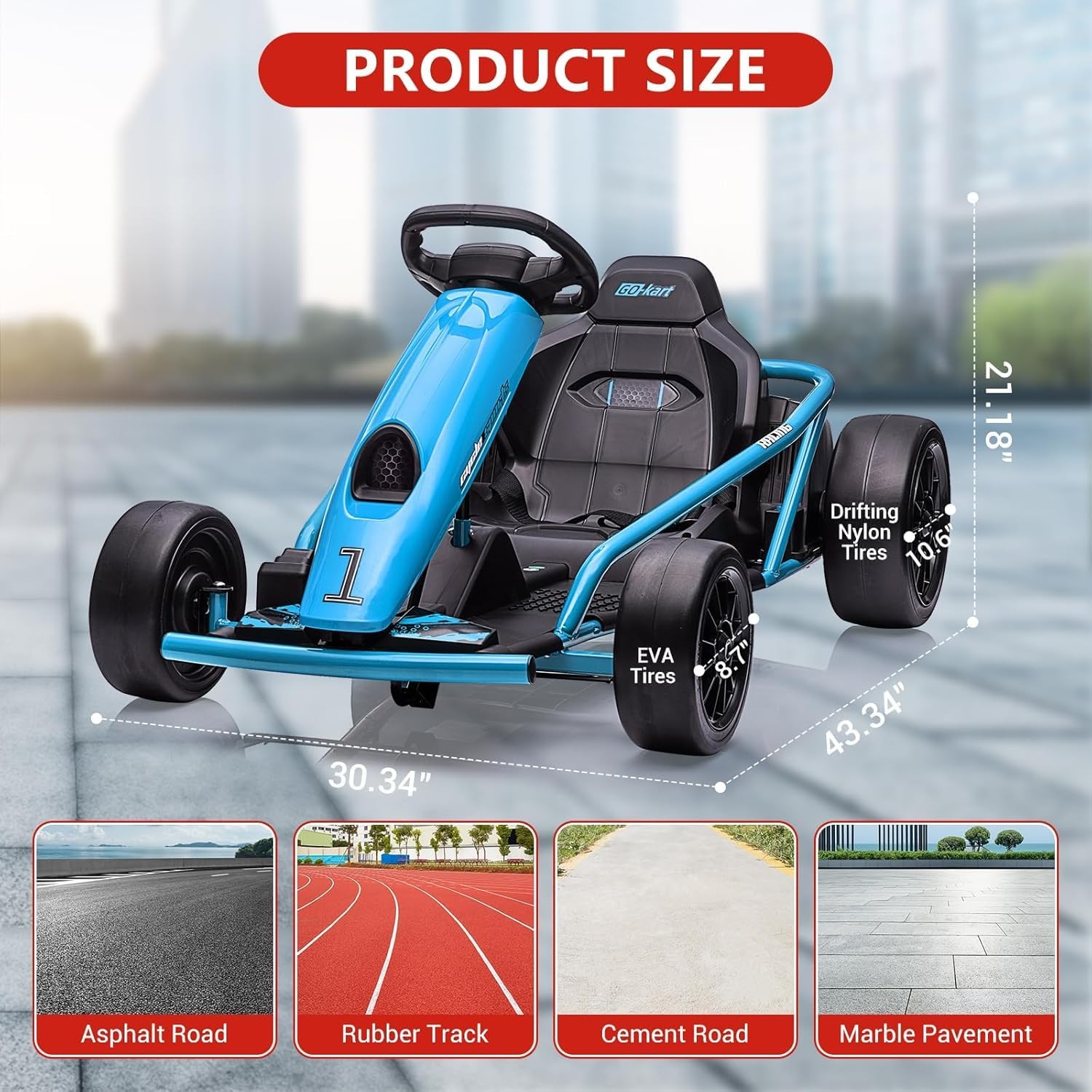 🔥🔥24V Go Kart 300W*2 Extra Powerful Motors 9Ah Large Battery for Kids 8-12 Yea