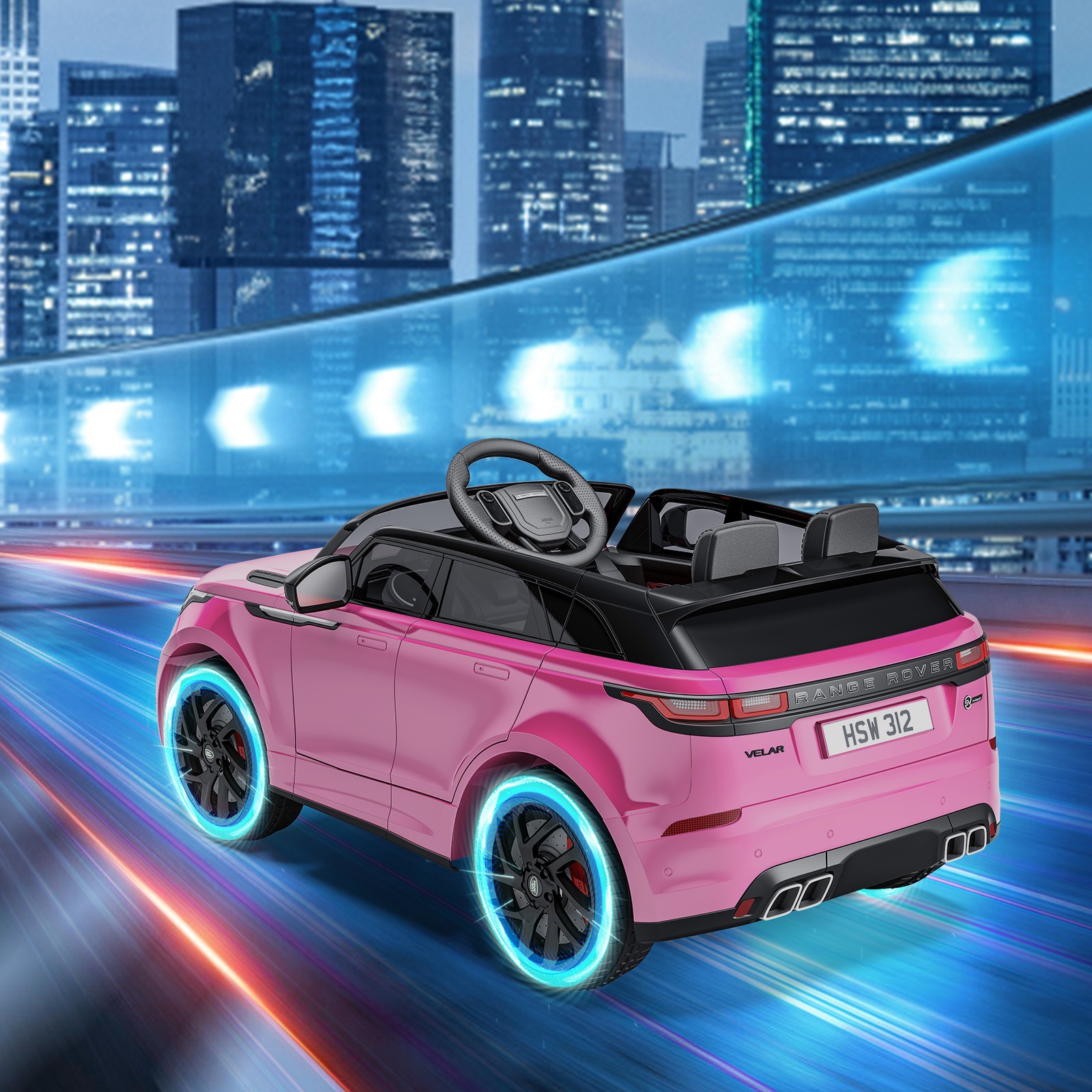12V Land Rover Licensed Ride-On Car for Kids w/ Remote, LED Lights & Music, Pink