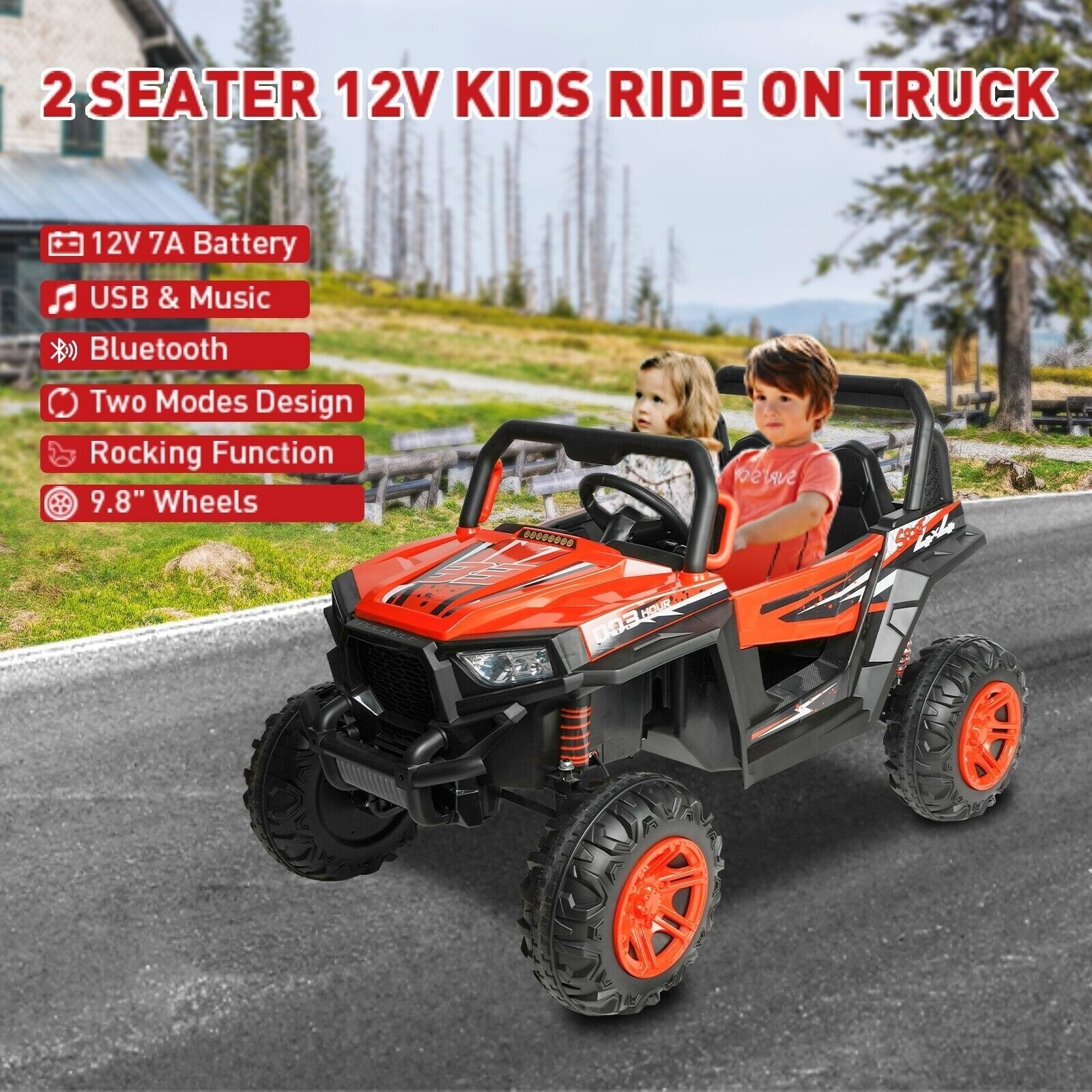VILOBOS Electric Car Kids Ride On Toy 12V 4WD Remote Control Swing Ages 3-8 Gift