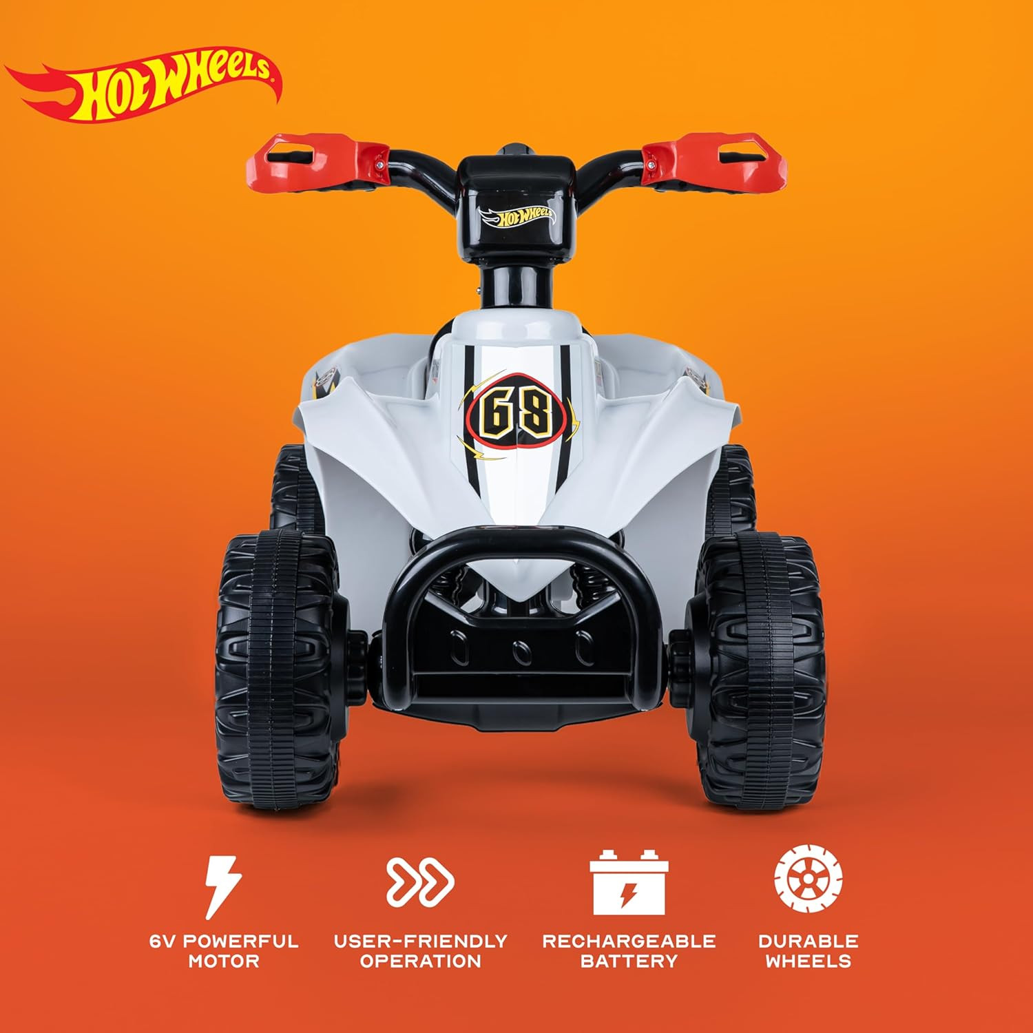 Hot Wheels – 6V ATV Quad for Kids, Powerful and Safe Ride-On Toy with Rechargeab