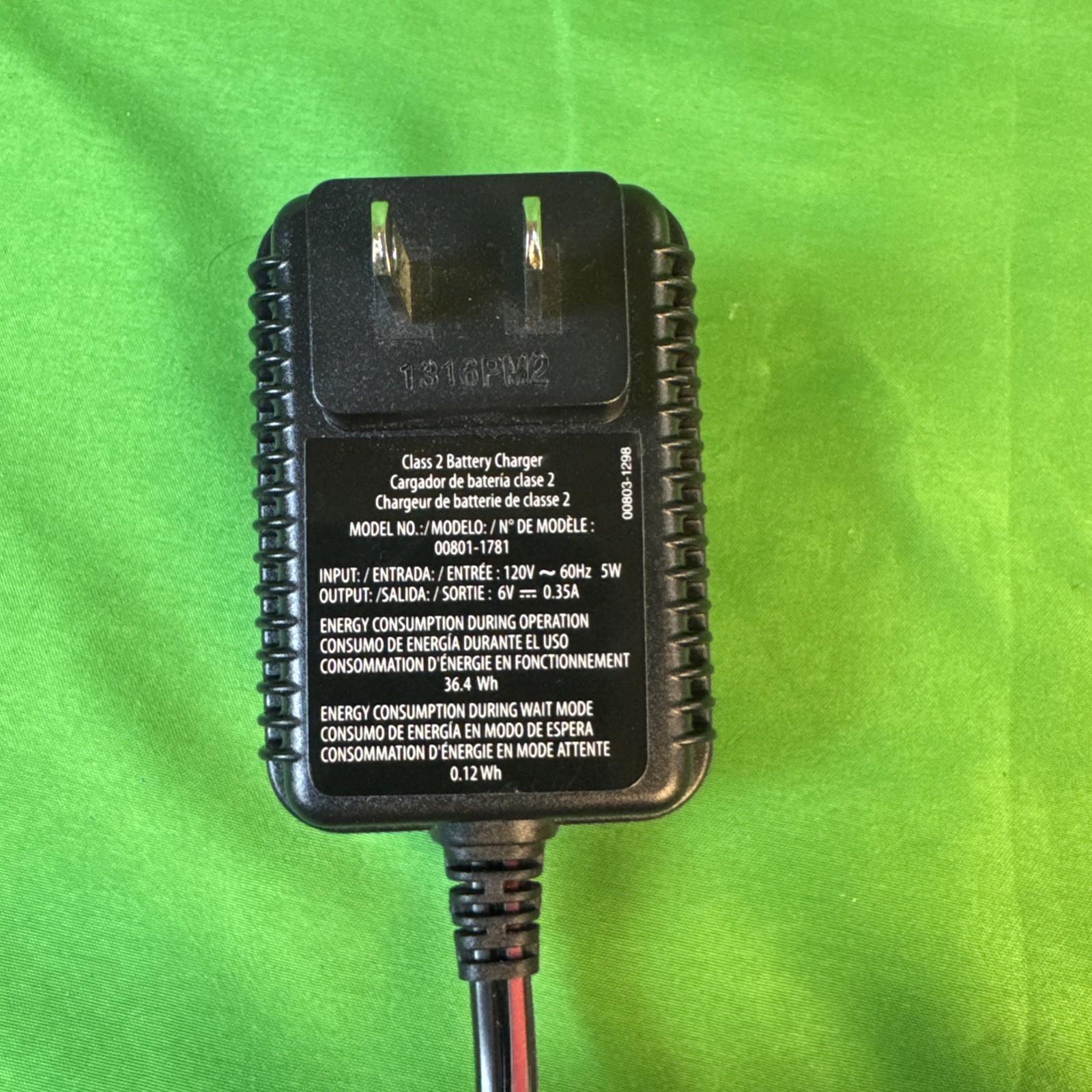 OEM Fisher Price Power Wheels AC/DC Adapter Charger Cord Model 00801-1778