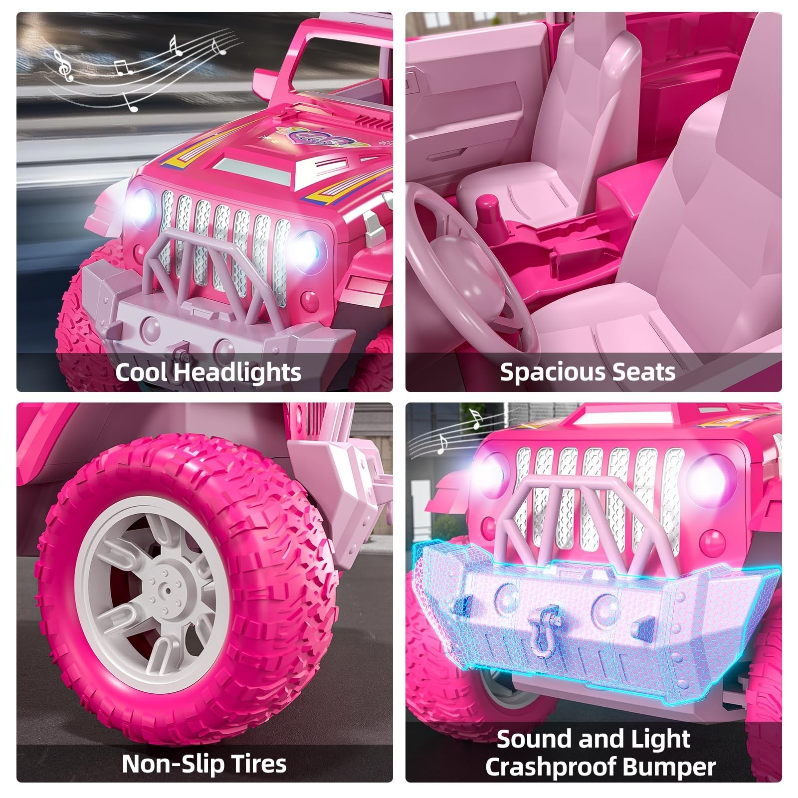 Pink Remote Control Car for Girls 4-7, 2.4GHz Off-Road RC Jeep with Spray, Cl…