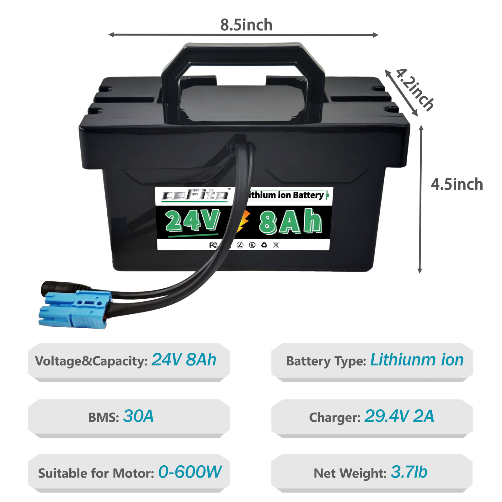 24V 8Ah Lithium Battery for Power Wheels Ride-On Cars compatible with 24V UTVs