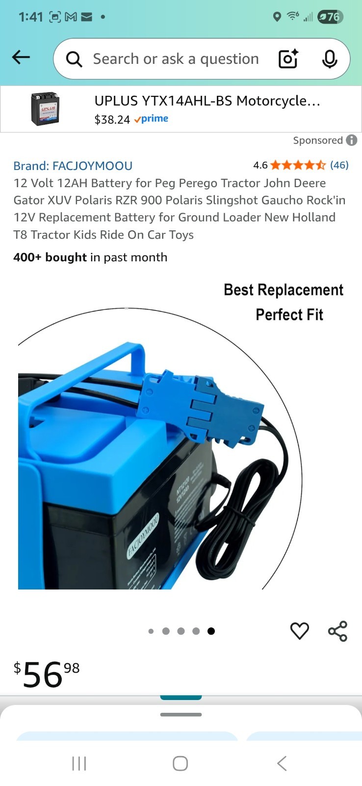12V Replacement Battery 12Ah for Peg Perego for John-Deere Gator XUV for Pola…