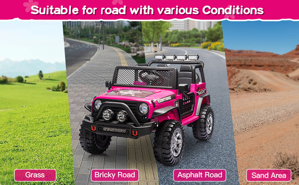 12V 2-Seater Kids Ride On Car Electric Toy Jeep USB Bluetooth Remote Control Toy