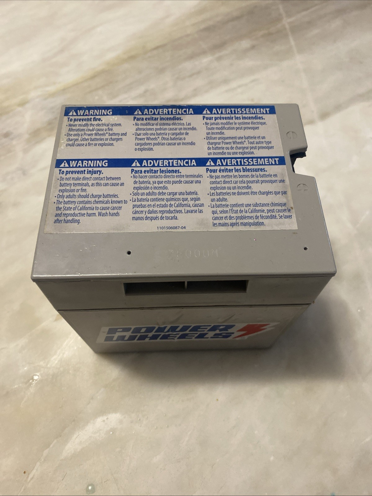 Power Wheels Gray Grey Battery 12 Volt 00801-0638