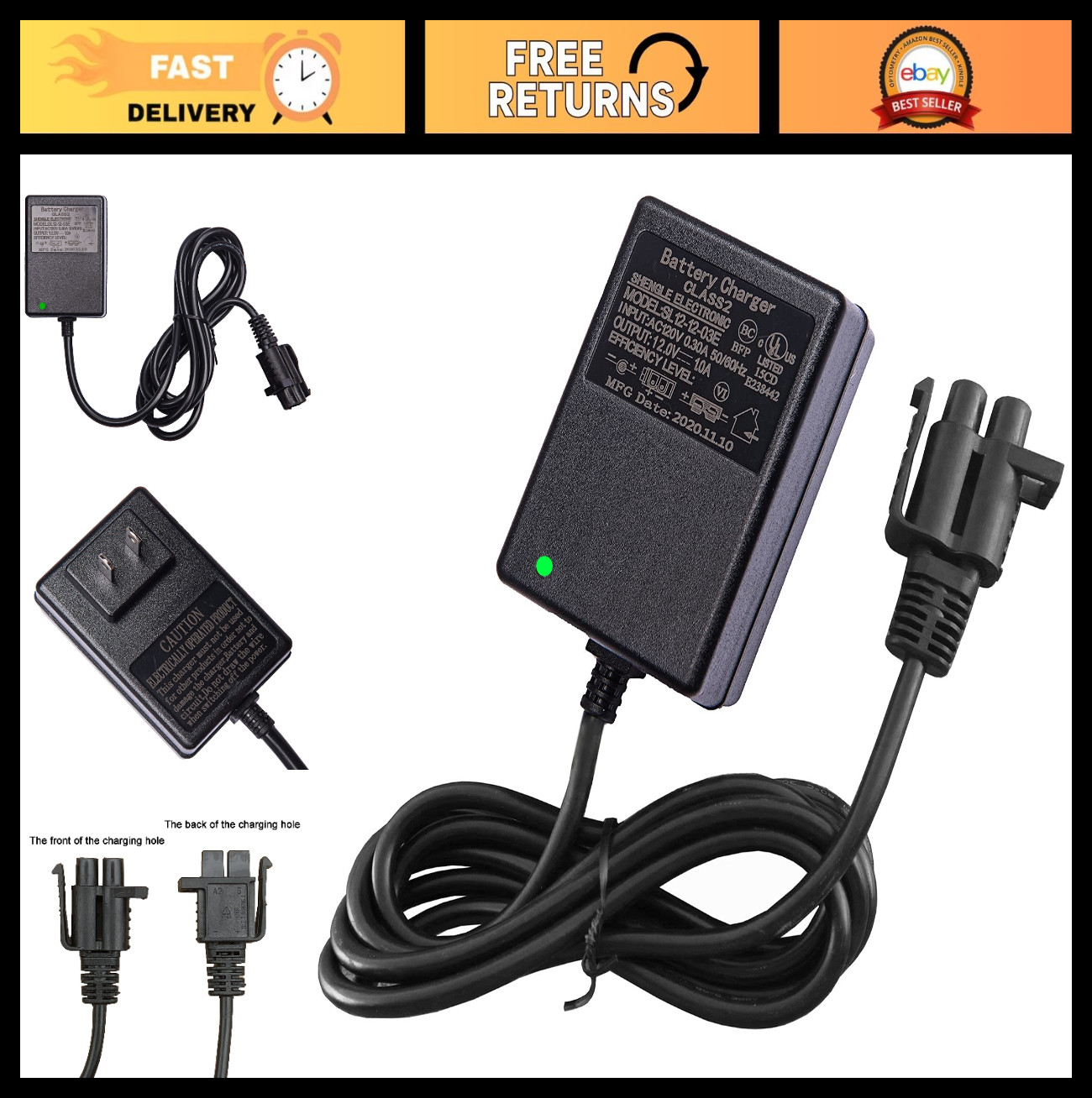 12V Kids Ride-On Car Charger | Battery Power Supply for Electric Toy Cars