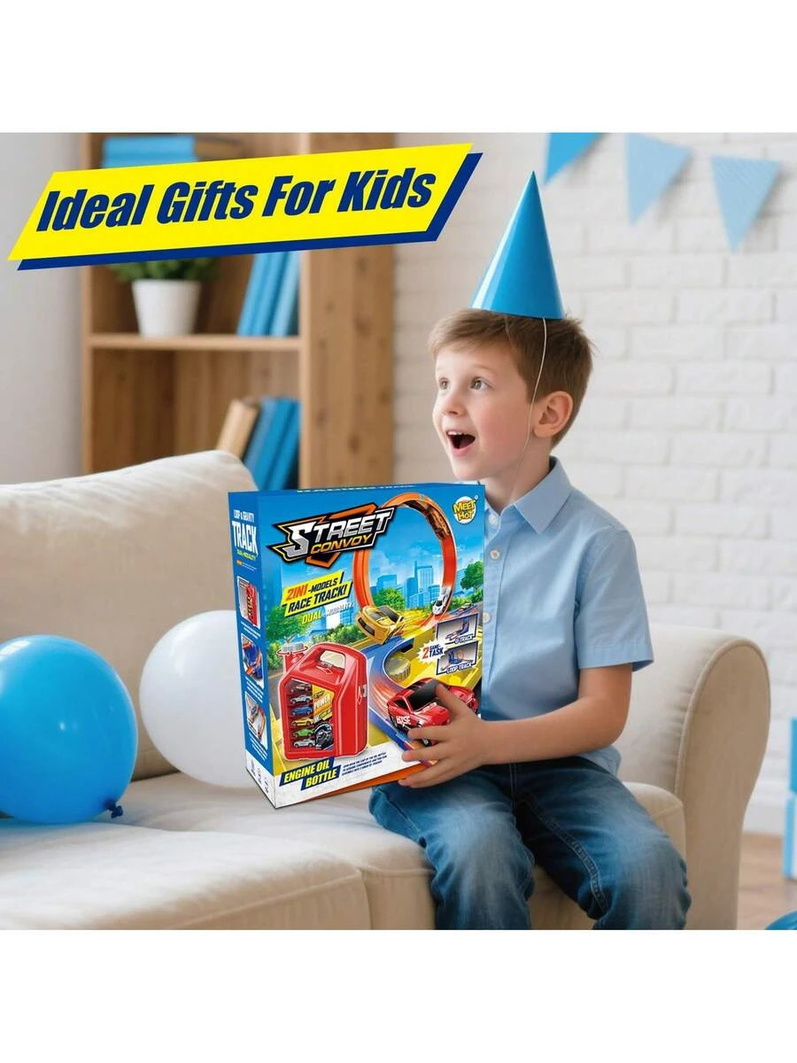 NEW 2-In-1 Racing Track 6 Toy Cars Kids Ages 3+ FREE SHIPPING