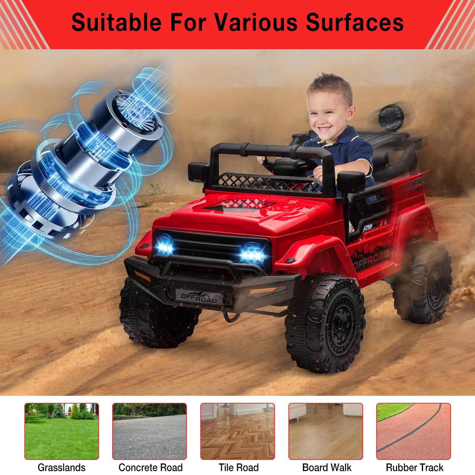12V Electric Truck for Kids – Remote Control Car with Spring Suspension Ride-On