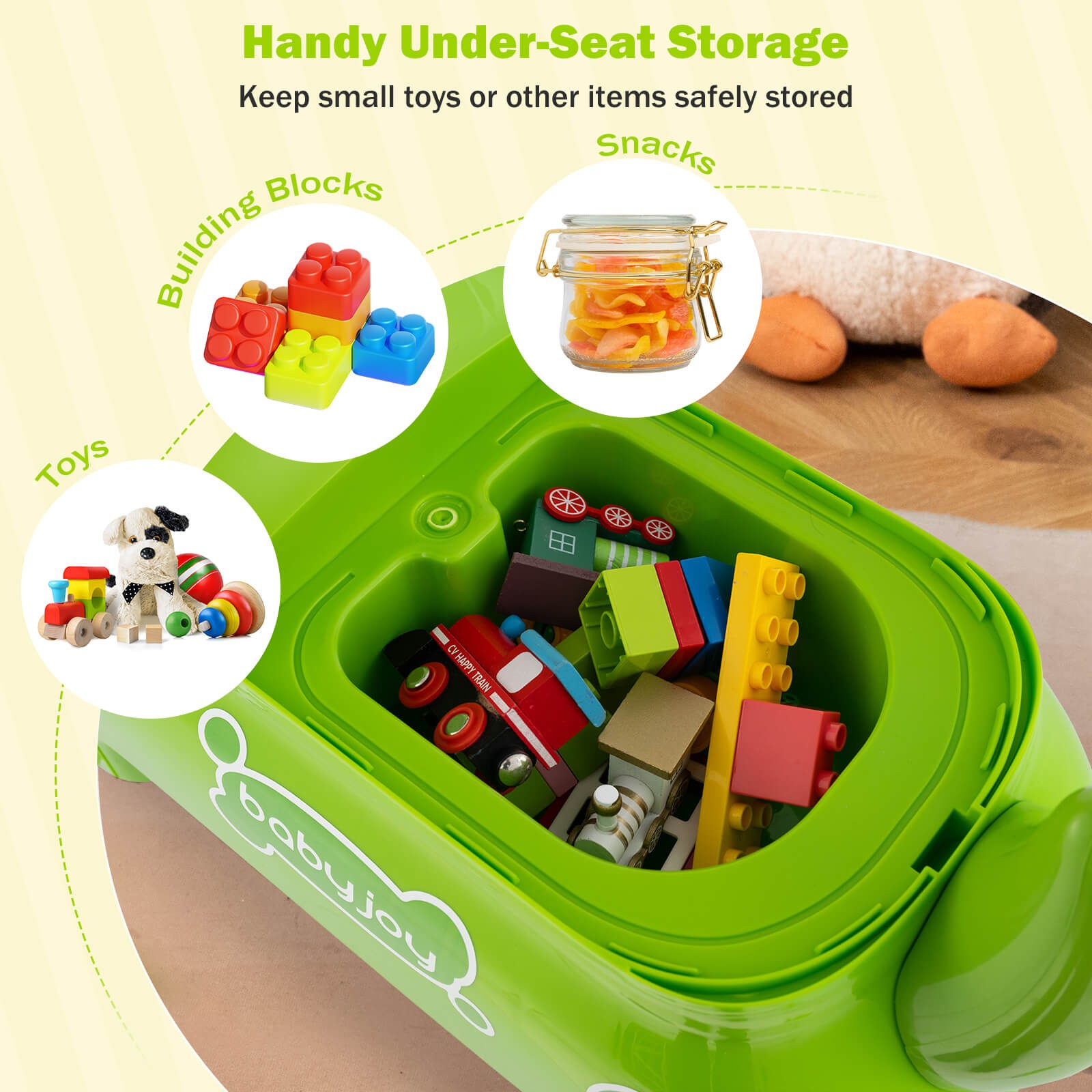 Ride on Toy Baby Dinosaur Sliding Car w/ 4 Universal Casters Under-Seat Storage