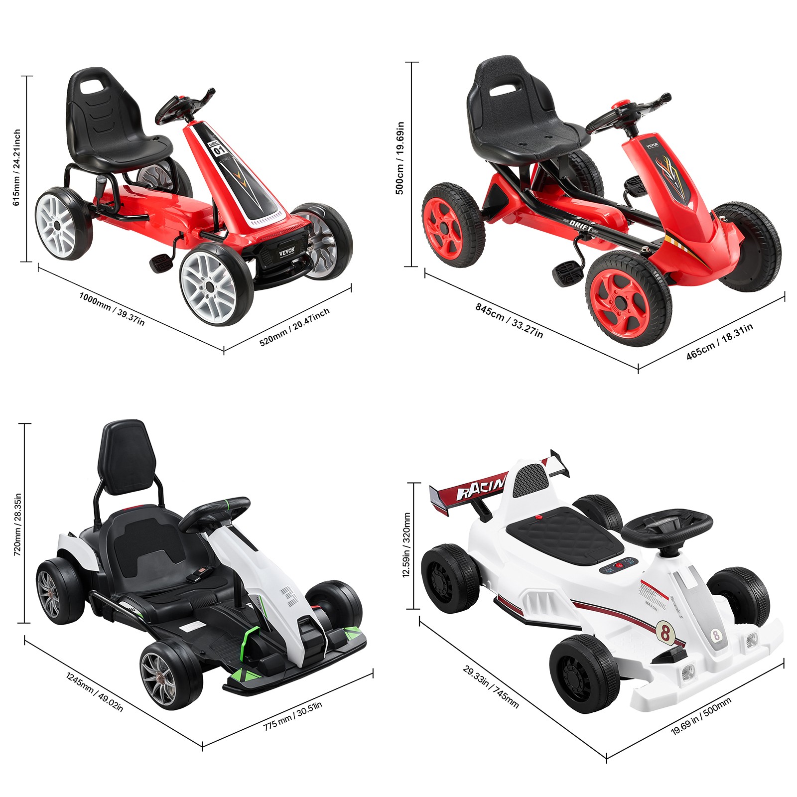 Pedal /Electric Go Kart for Kids Outdoor Ride on Toys High Speed for Ages 2-12