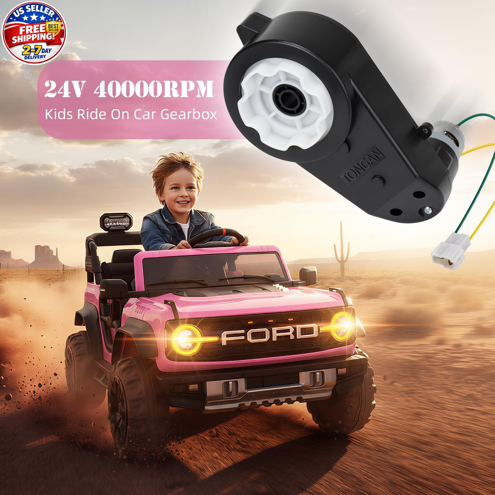 24V Motor Gearbox Replacement for Ride On Toys 2 PCS RS555 High Speed 40000RPM U