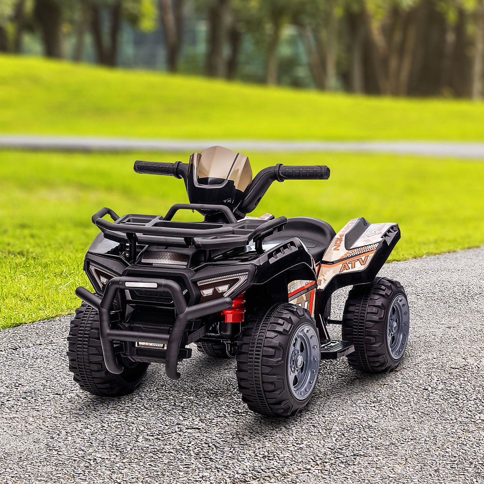 Kids 6V Battery Powered Ride On Car Quad Four Wheeler ATV Toy with Music Black