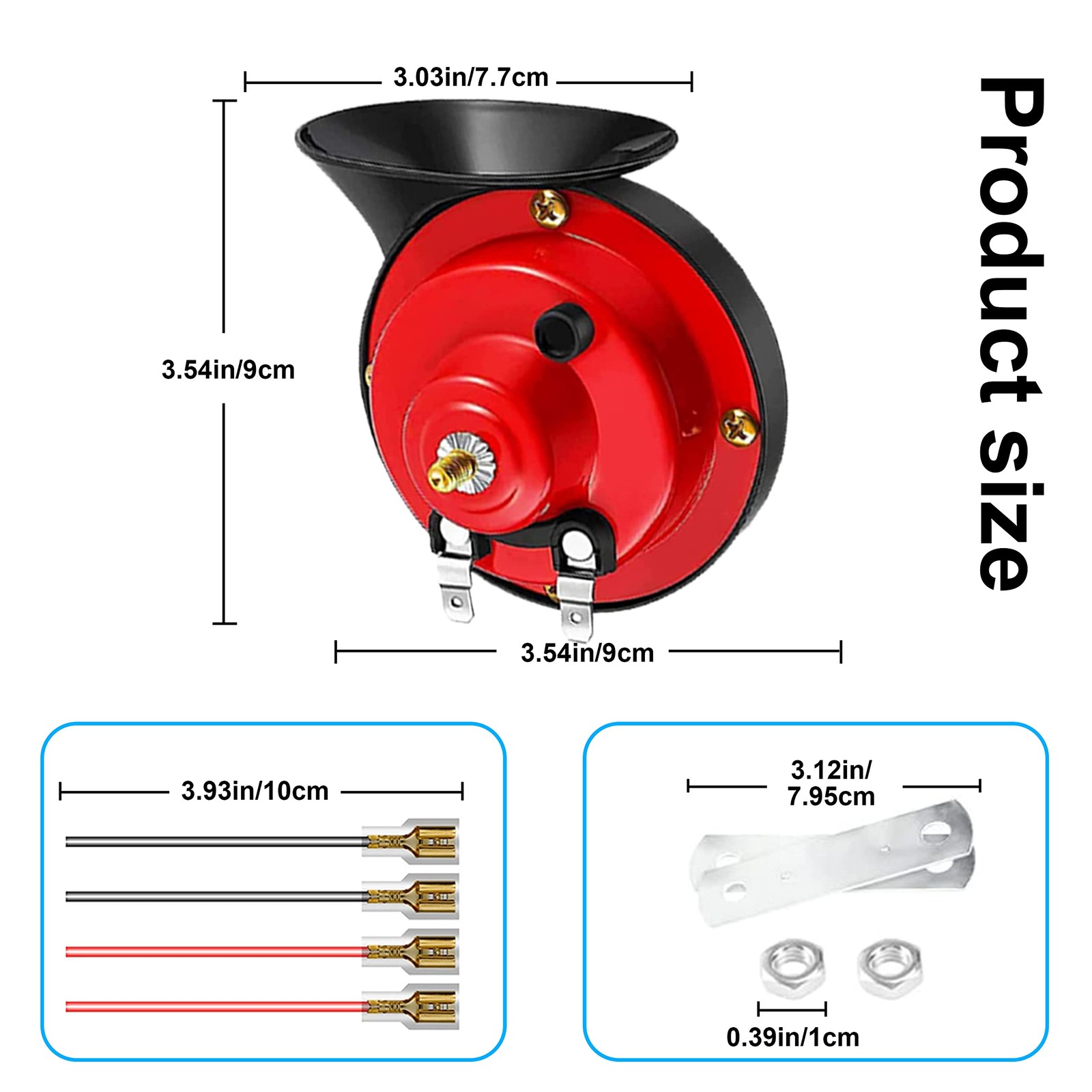 2 Pack 12V 300DB Waterproof Electric Snail Horns for Vehicles