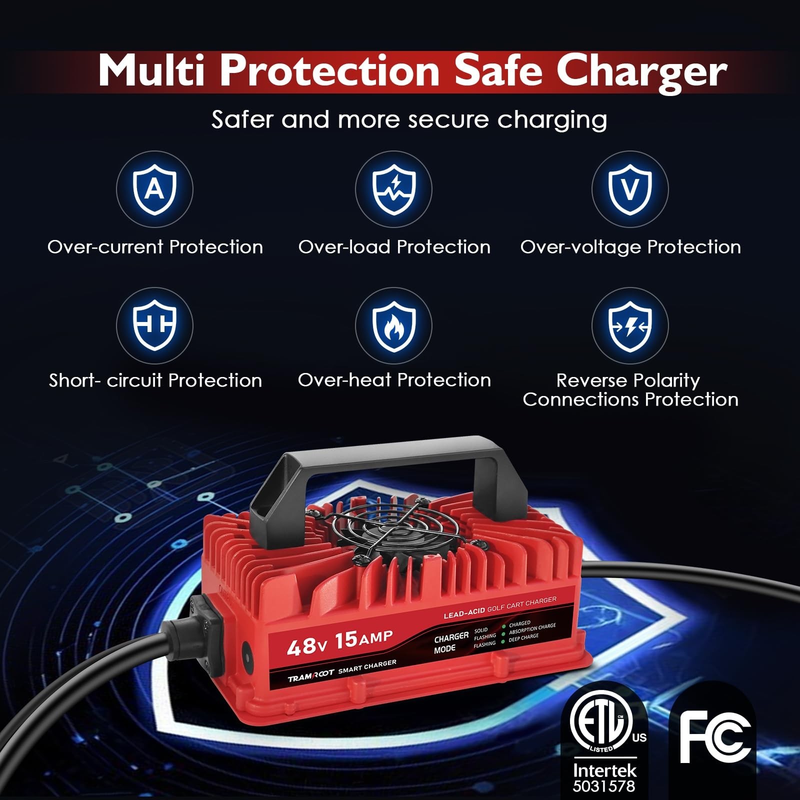 15 Amp Golf Cart Charger for 48 Volt Club Car DS & Precedent Lead Acid Batter…