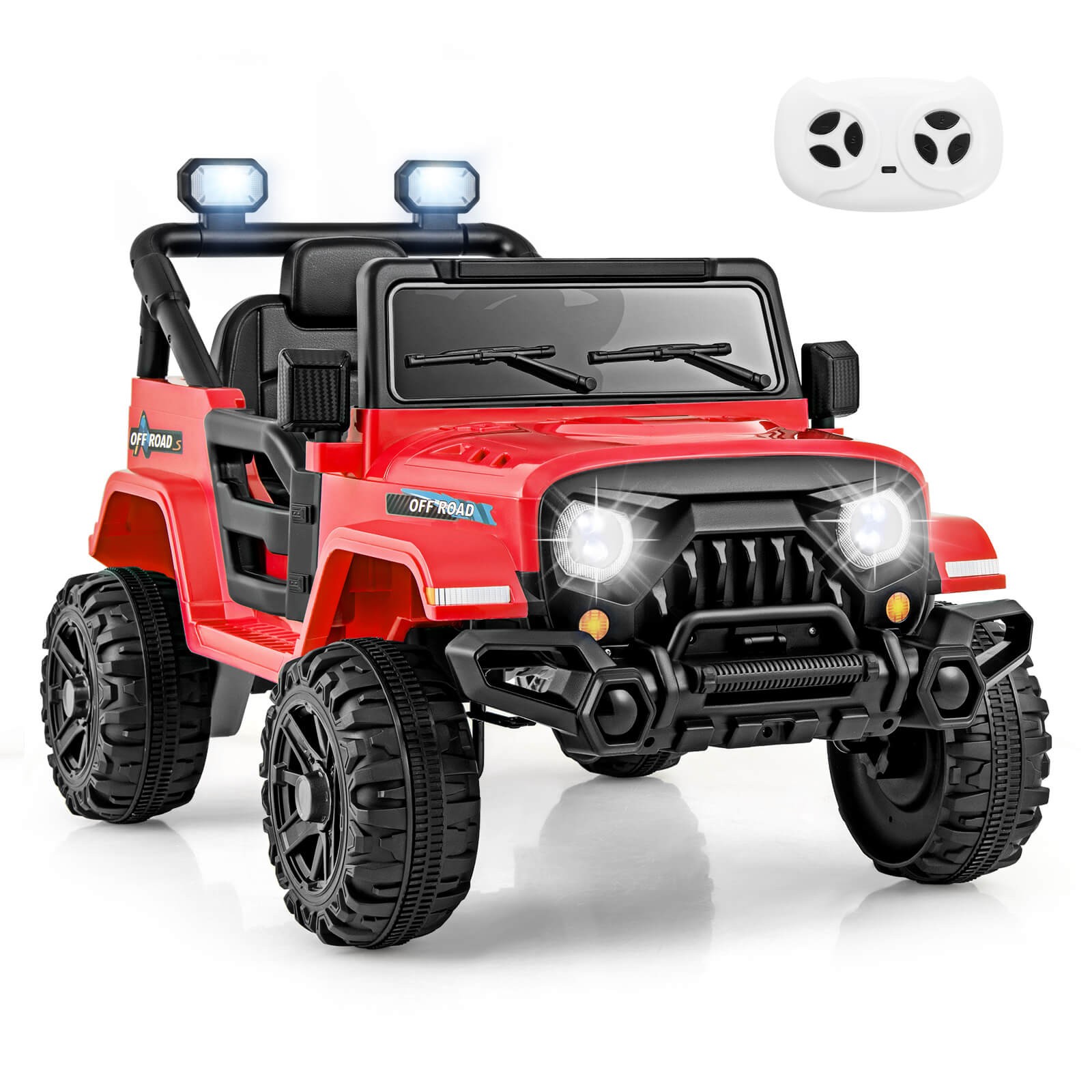 12V Kids Ride on Truck Car w/Remote Control, Threaded Wheels 3 Speeds LED Lights