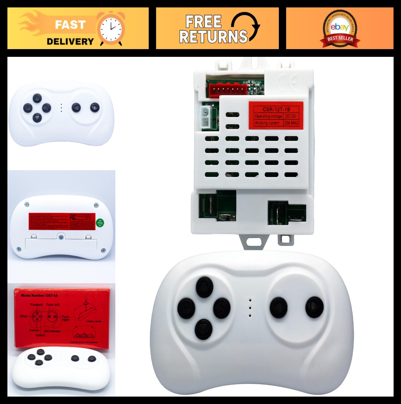 12V Control Box & 2.4GHz Remote for Ride-On Cars, Power Wheels, Jeep Parts, Kids