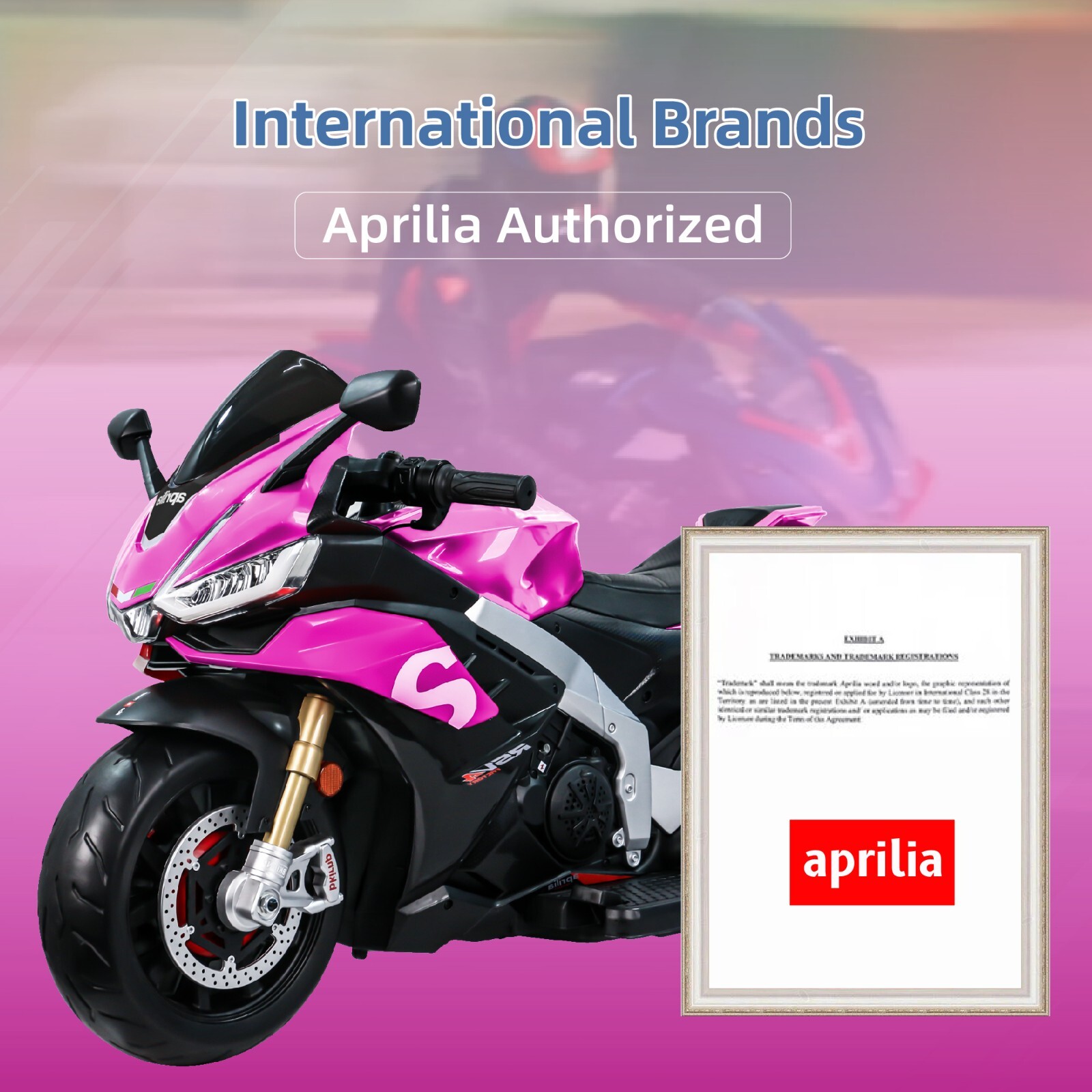 Aprilia 24V Kids Electric Motorcycle 6mph Dirt Bike Ride on Toy Bluetooth Music