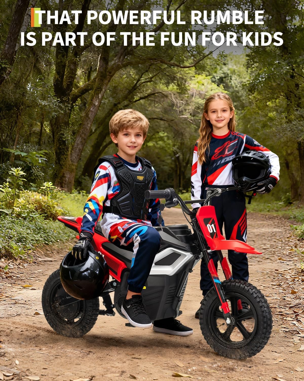24V 350W Kids Electric Dirt Bike, 13.67 MPH, 12-Mile Range with Rear Suspension