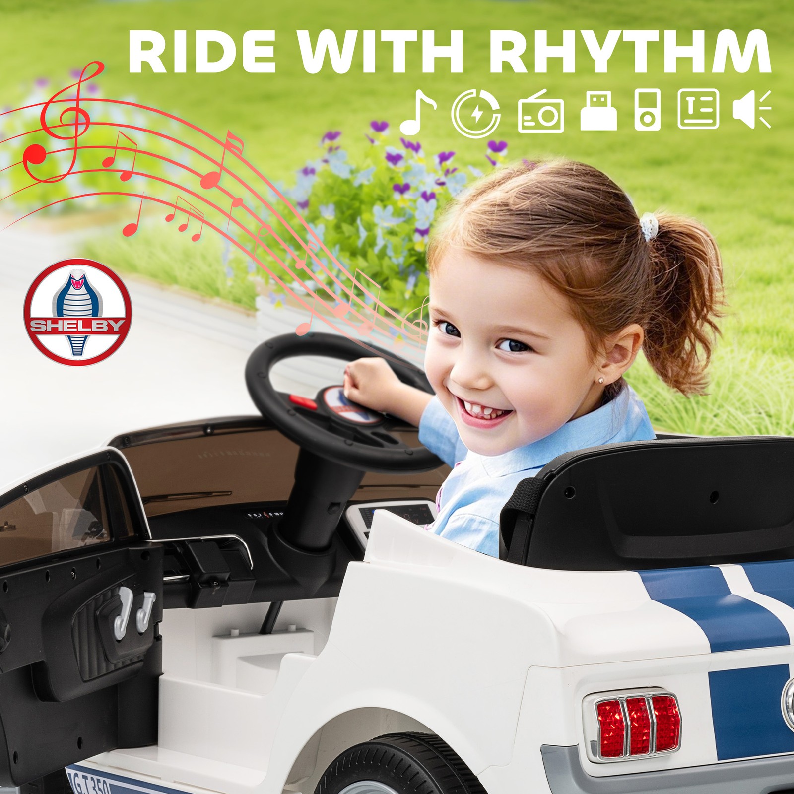 12V Kids Ride on Car Remote Control LED MP3 for Ford Shelby GT 350 Licensed 3-6