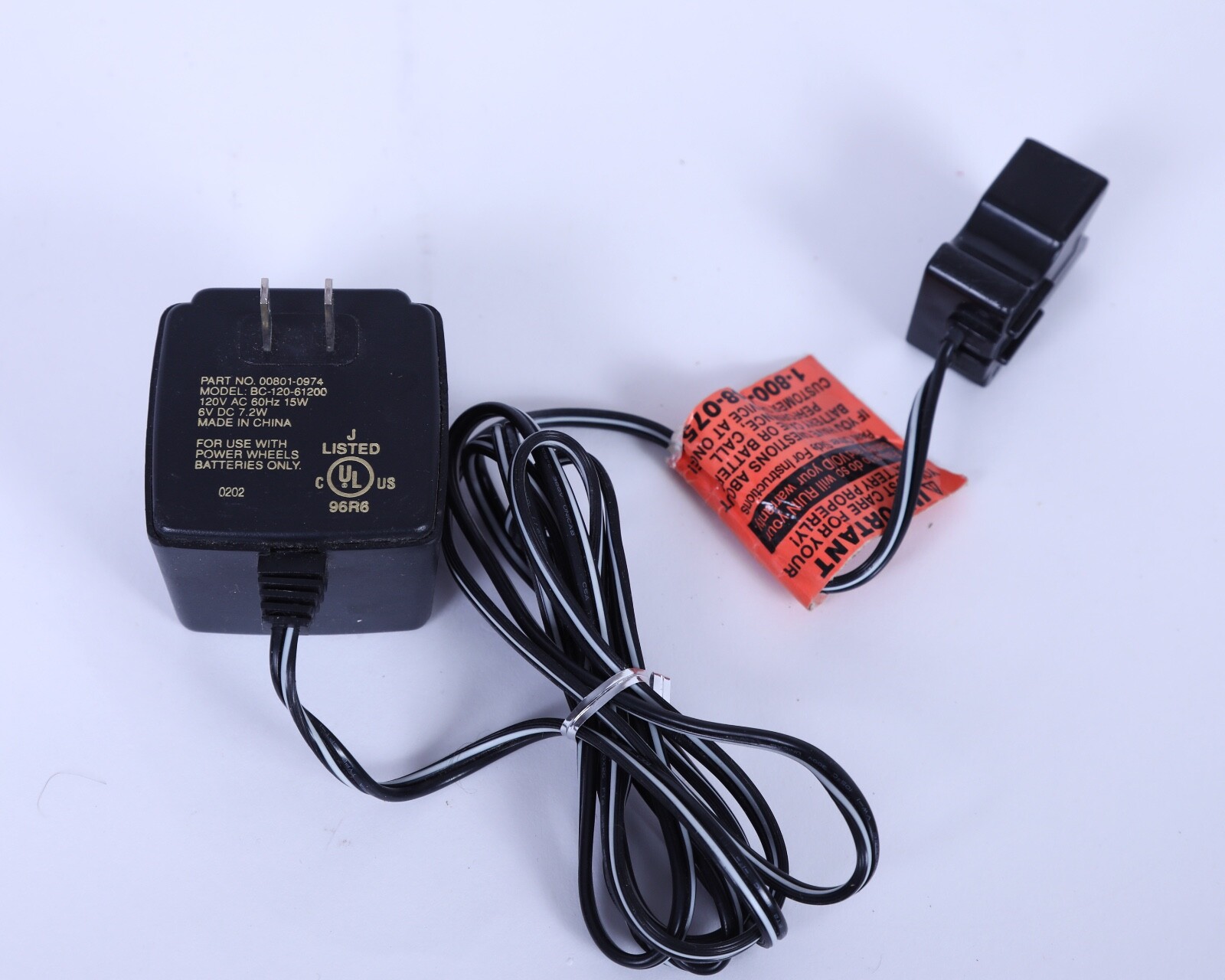 Power Wheels 6 Volt Super Battery Charger MODEL BC-120-61200 part # 00801-0974