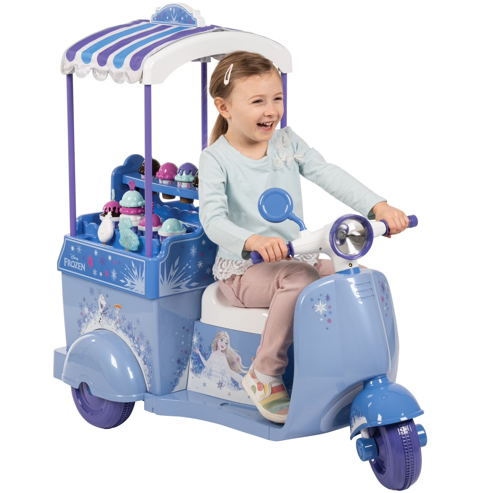 Kids Ride On Toy Disney Frozen Elsa Scooter Ice Cream Cart Motorcycle 6V