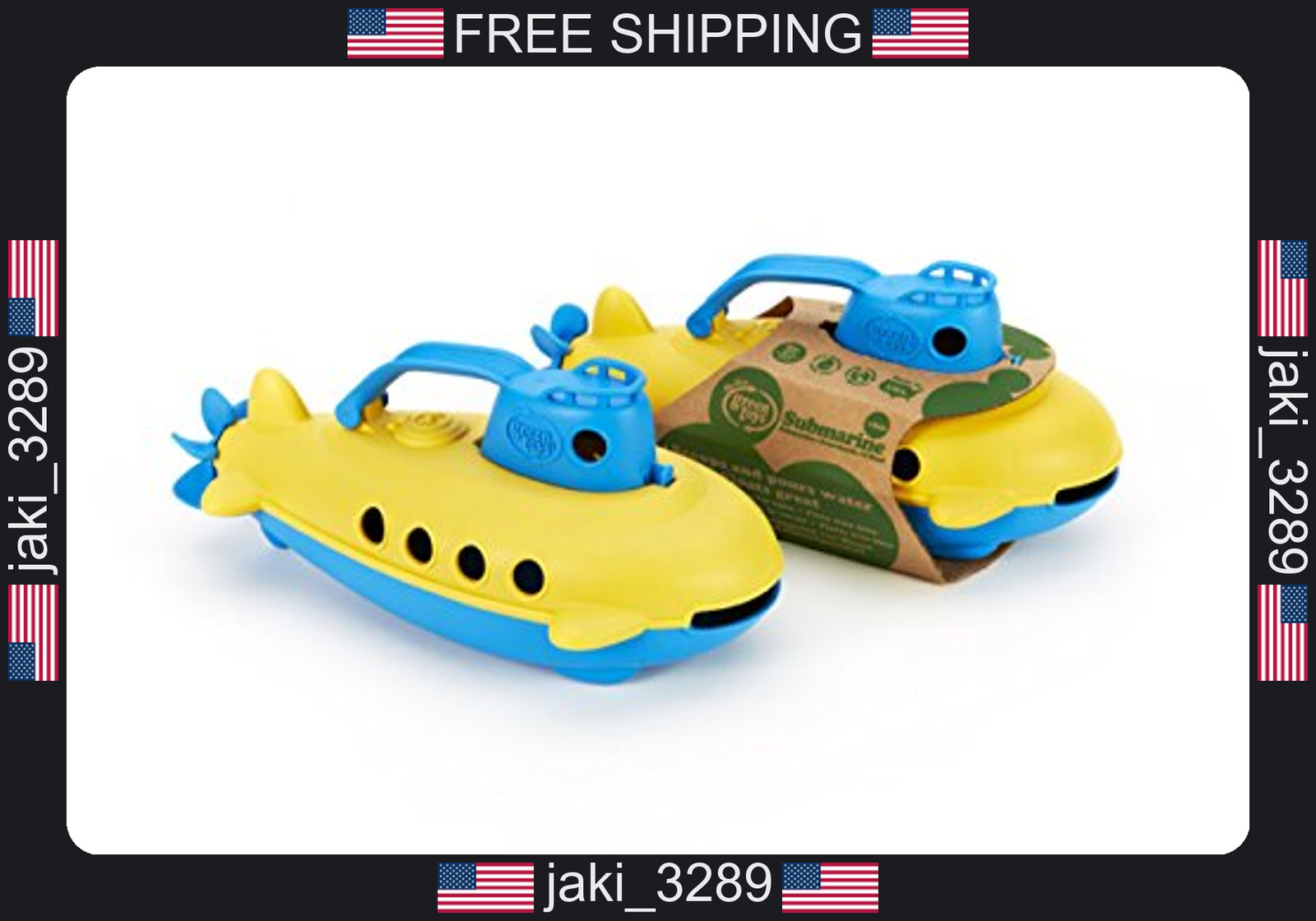 Green Toys Submarine, Blue/Yellow – Pretend Play, Motor Skills, Kids Bath Toy