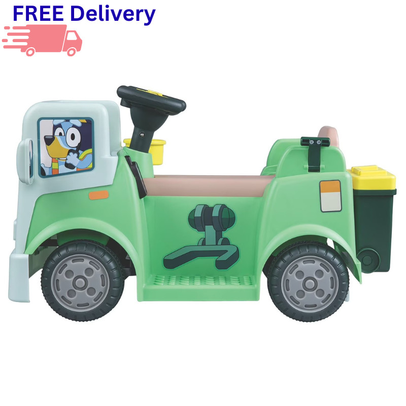 Bluey 6V Garbage Truck Ride-On Kids Electric Vehicle Toy w/ Dump Function