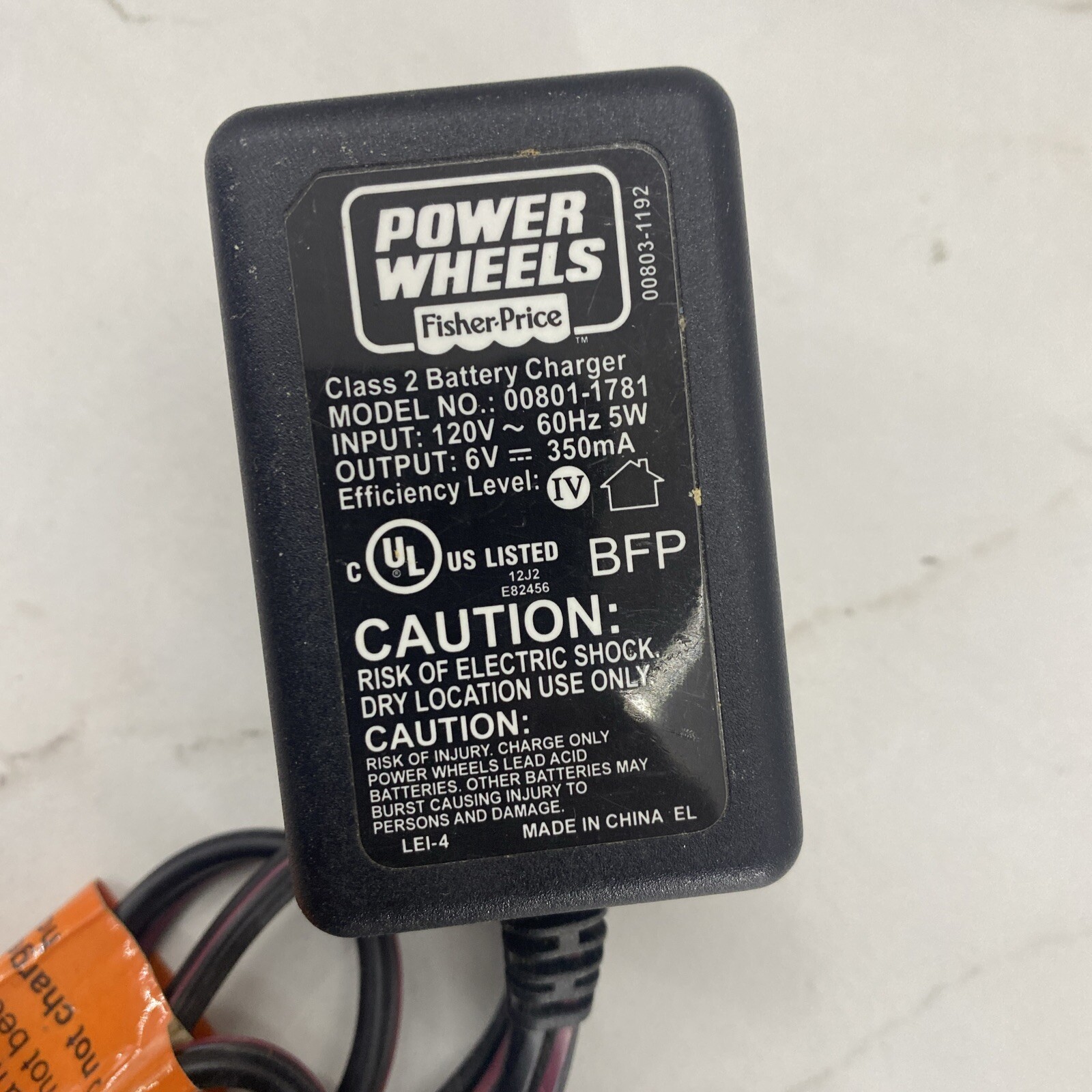 Replacement 6-Volt UL Listed Charger for Fisher-Price Power Wheels 00803-1192