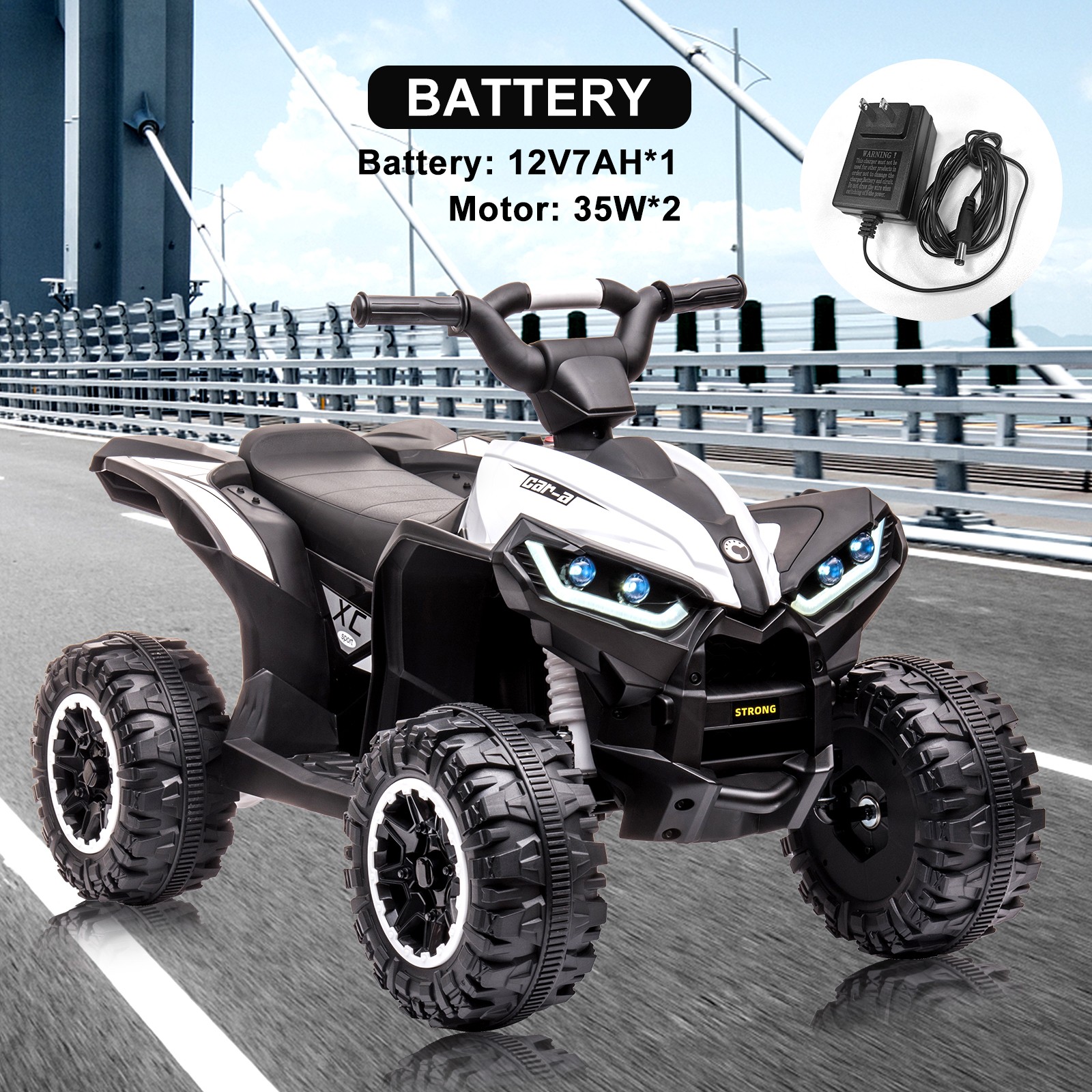 Kids Ride On ATV,4 Wheeler Electric Vehicle for Toddlers,Toy Car w/ LED,Music