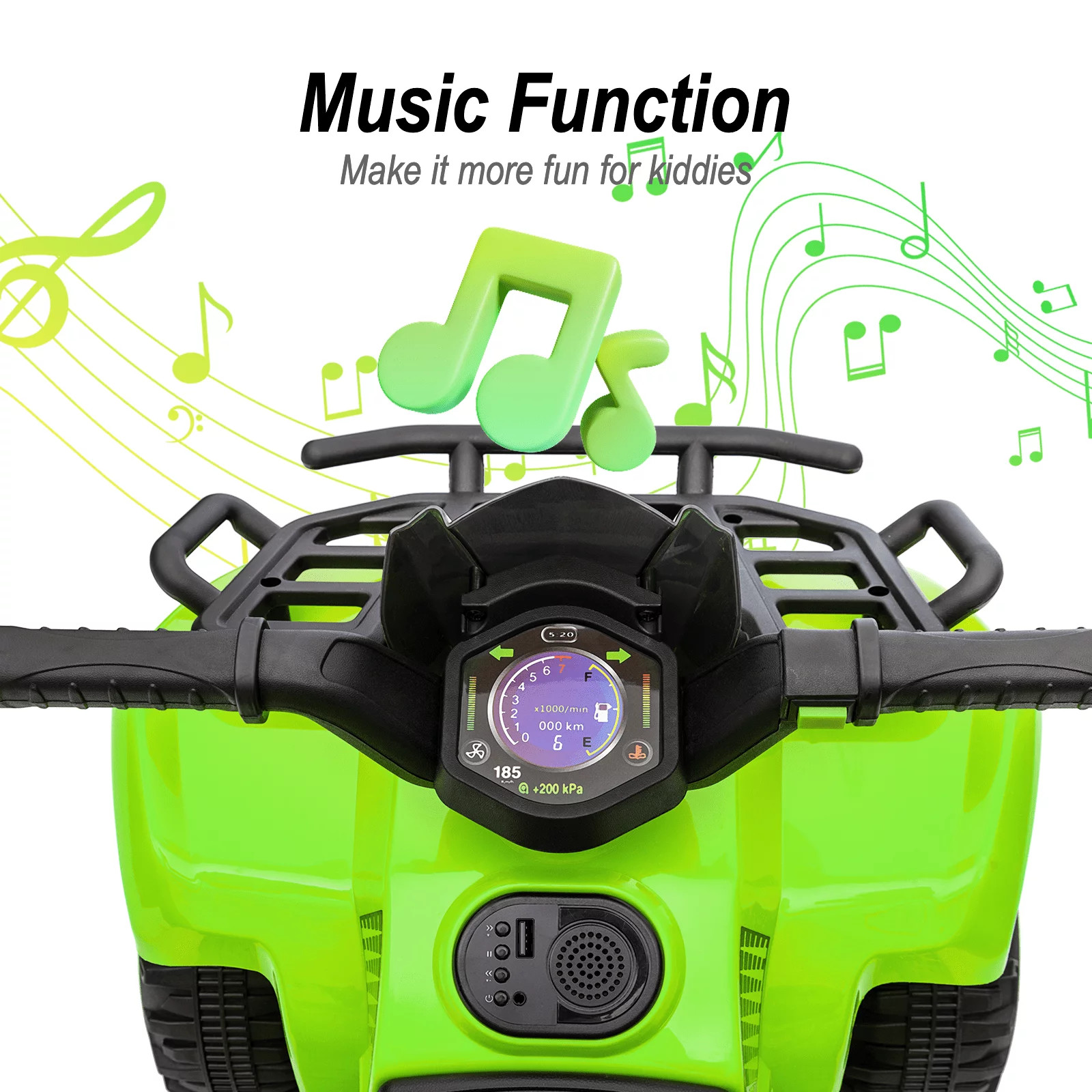 6V Ride-On Toy for Toddlers Kids ATV 4 Wheeler 1-5 Boys & Girls Music Green