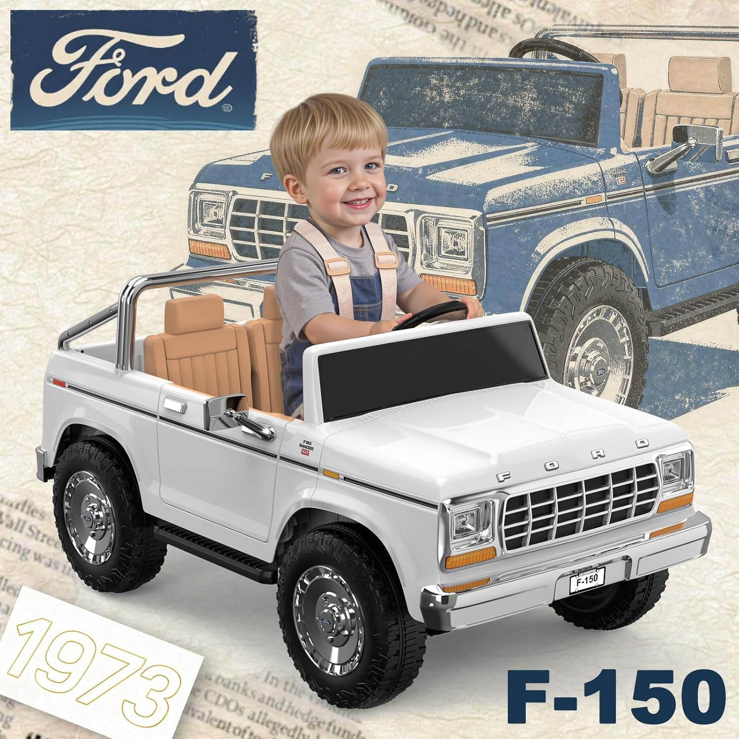Licensed Ford F-150 24V 2 Seater Ride on Car for Kids, 4X100W Motors for All-Ter