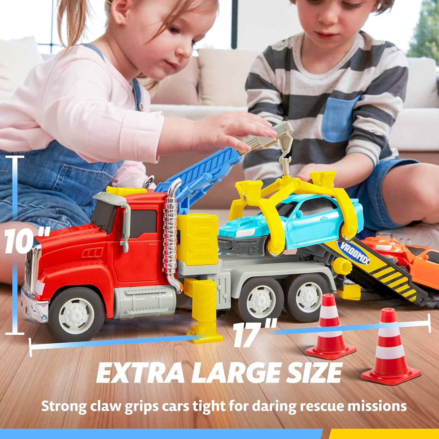 JOVA Kids Tow Truck Toys for 3 4 5 6 7 Years Old Boys, Toddler Car Toys, Large