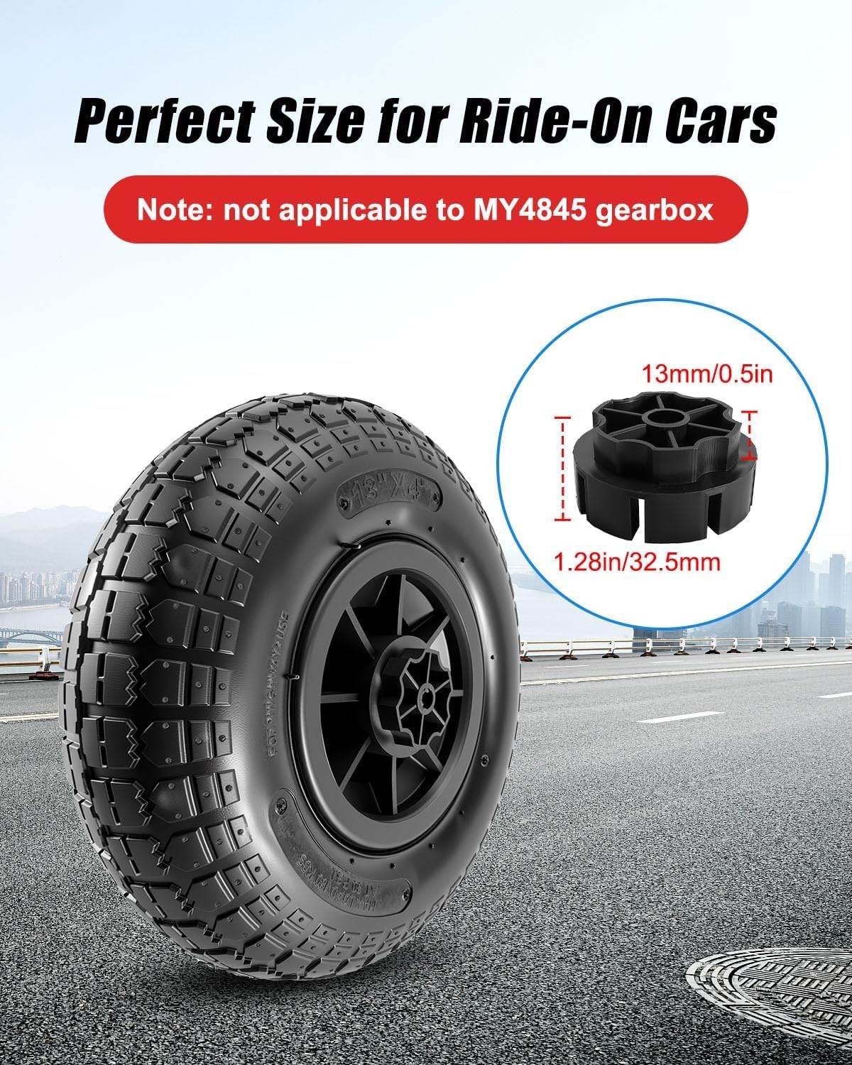 2-Pack 12″x4″ Rubber Pneumatic Tire for Power Wheel Ride On Car, 12in Replace…