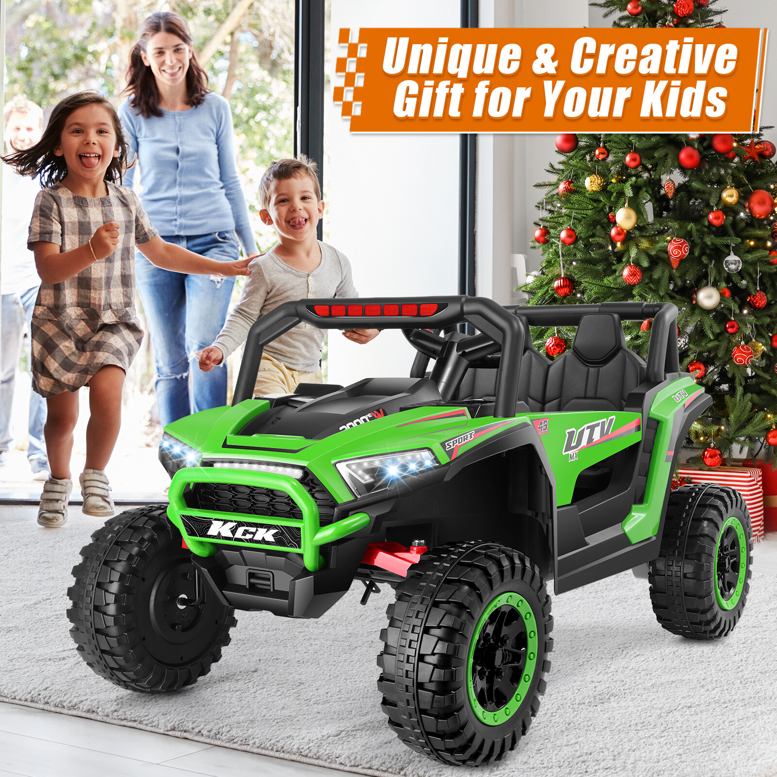 24V Ride on UTV Car 2 Seaters Off-Road Kids Electric Vehicle Bluetooth, 3 Speeds