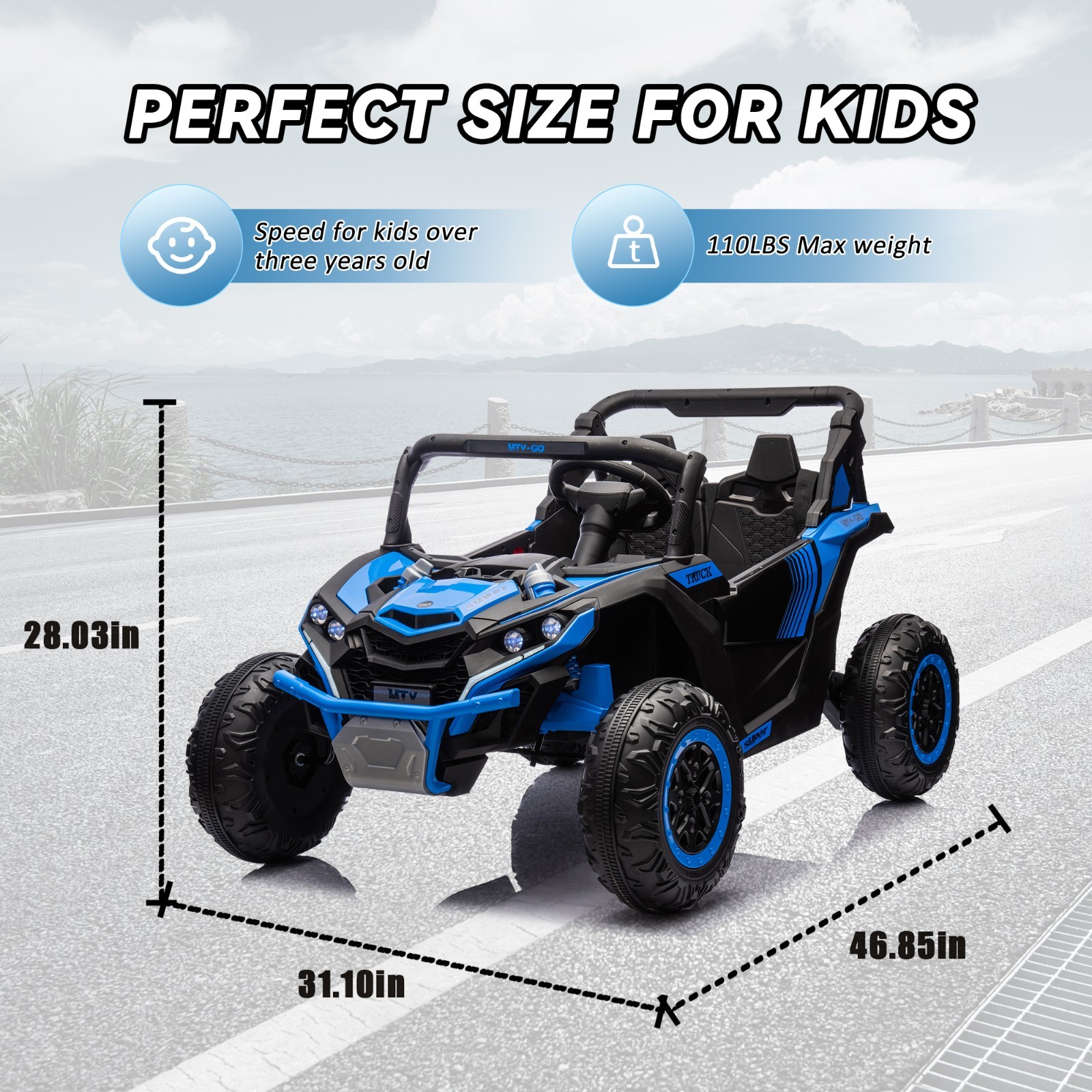 24V Ride on Electric Car for Big Kids 2 Seater UTV Off-Road Toys w/Remote, Blue